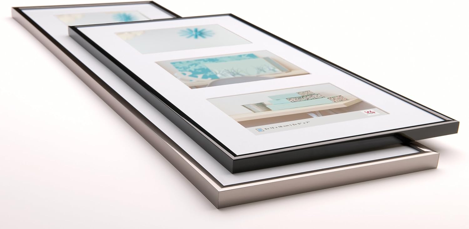 Thumbnail 3 de Cadre photo Walther Design blanc 3X 13x18 cm avec passe-partout, profil demi-rond