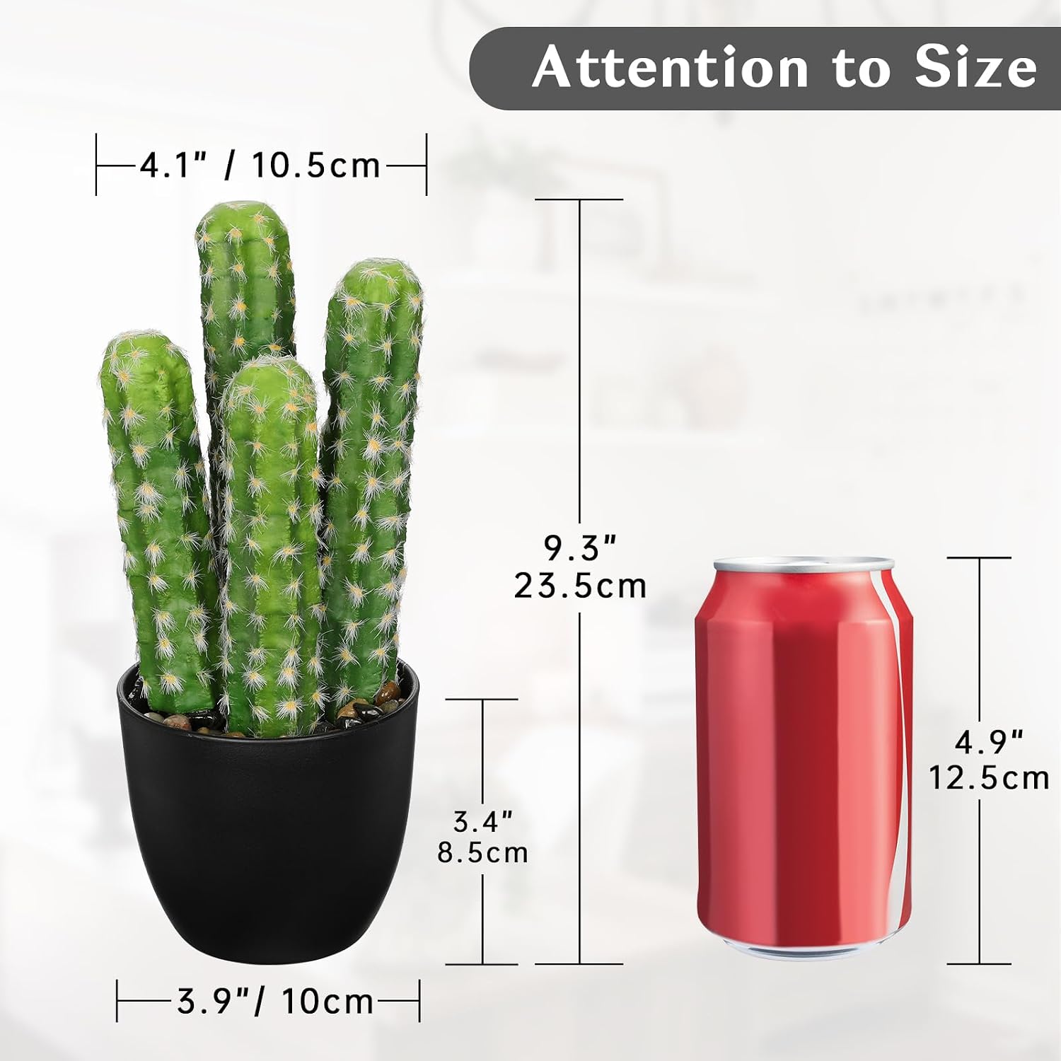 Thumbnail 6 de Oairse 9.3-inch Artificial Cactus Plant in Pot – Realistic Faux Desert Cacti for Home or Office