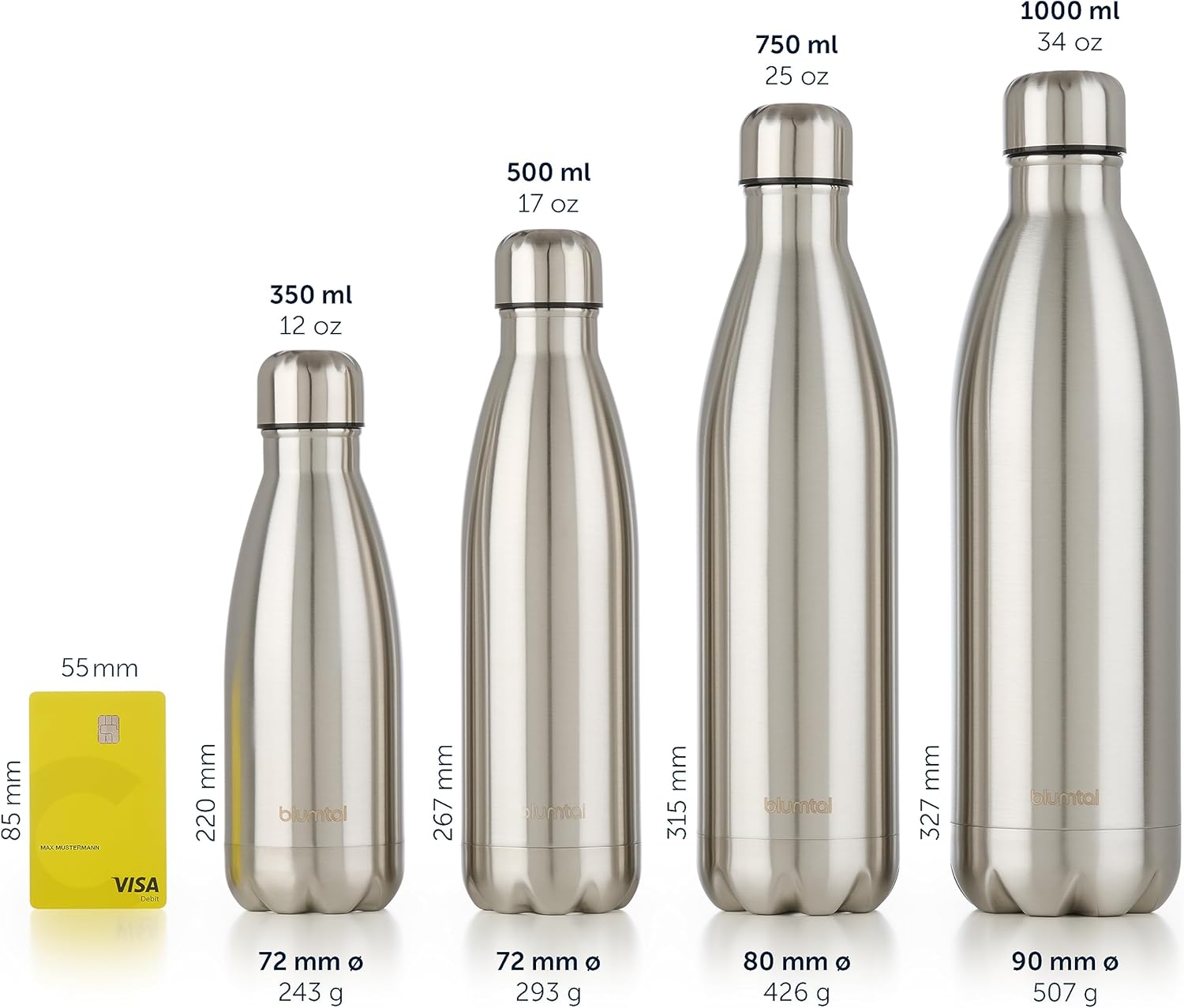 Thumbnail 3 de Blumtal Edelstahl Trinkflasche 500 ml – auslaufsichere, doppelwandige Isolierflasche in Dunkelgrün