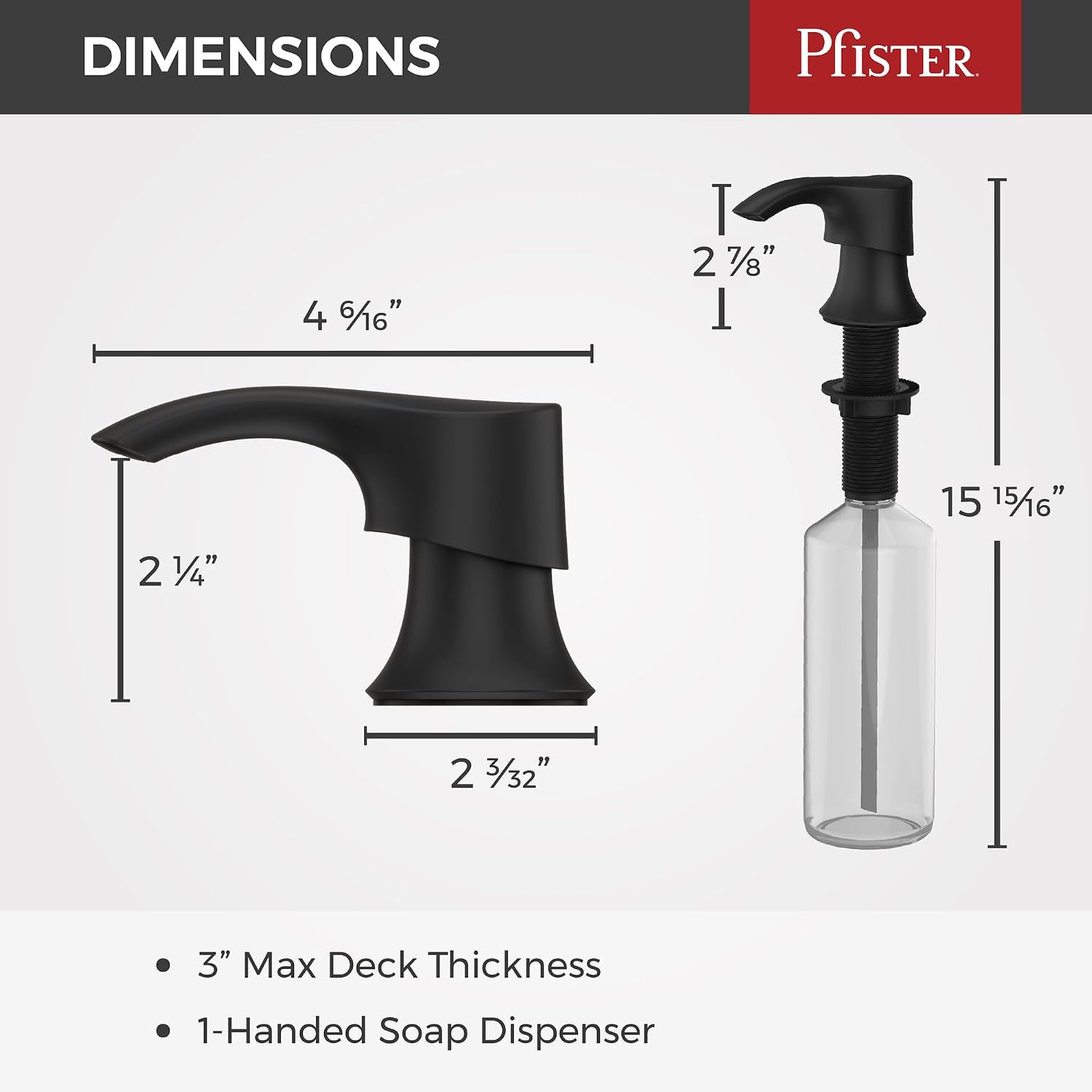 Thumbnail 5 de Pfister KSDSRDBB SoloTilt Kitchen Soap Dispenser, Matte Black, Top-Fill