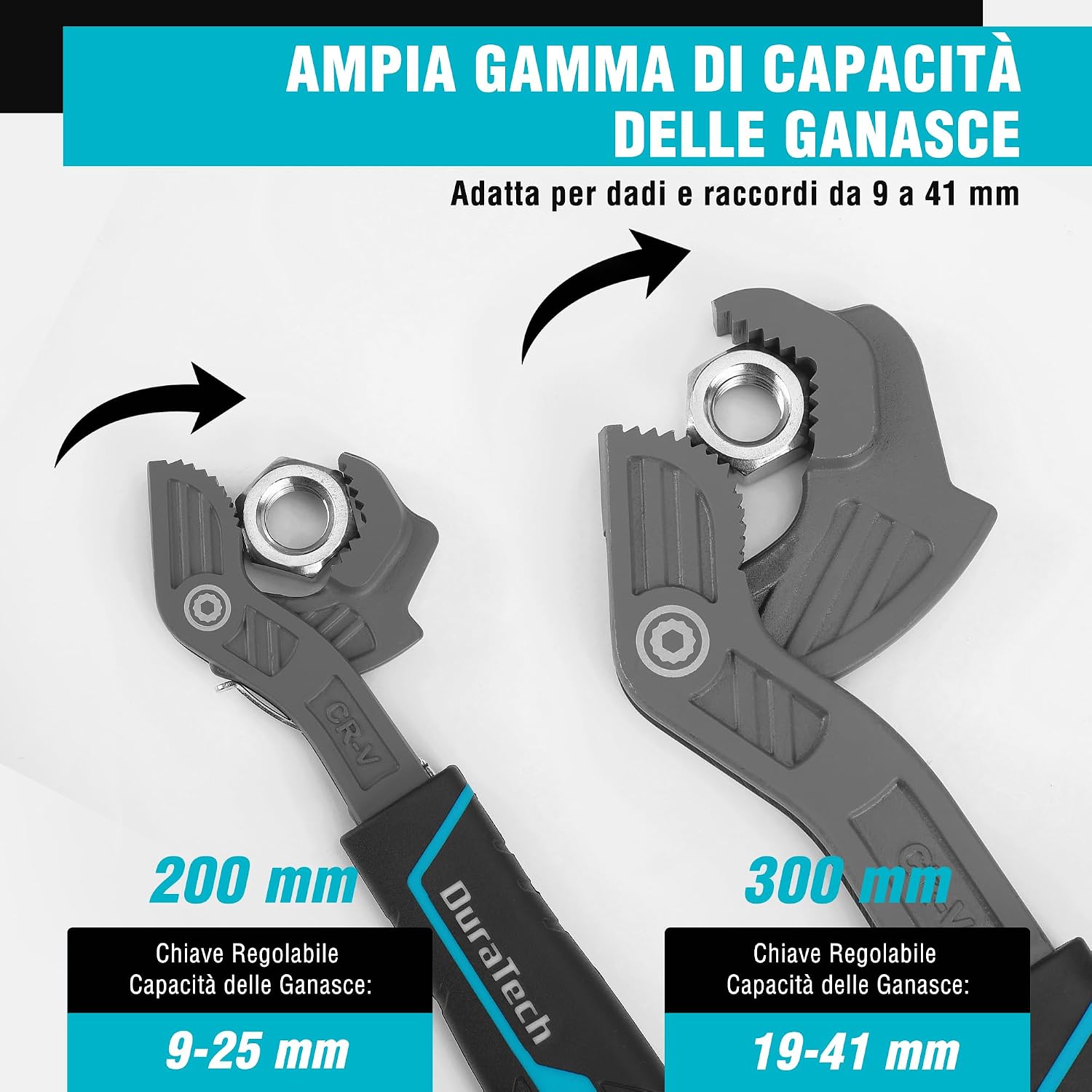 Thumbnail 5 de DURATECH Chiave Multifunzione Regolabile – Set da 2 chiavi auto-regolanti (9-25 mm e 19-41 mm) in acciaio CR-V