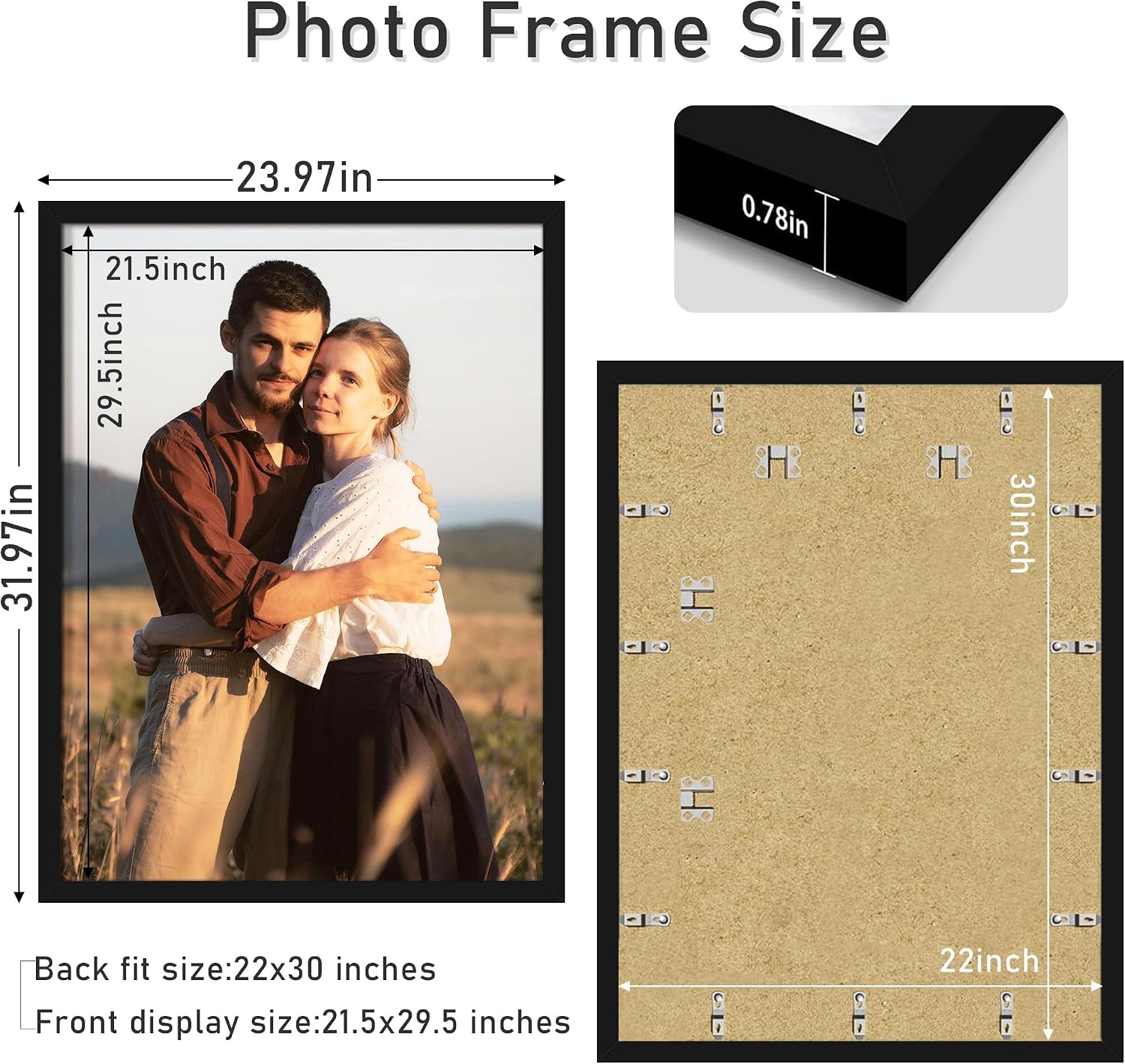 Detalle de Picrit 22x30 Picture Frame in Black Engineered Wood