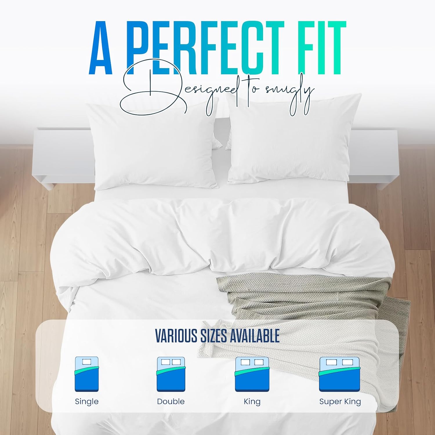 Thumbnail 2 de Linens World 200 Thread Count Egyptian Cotton Duvet Cover Set (Single, White)