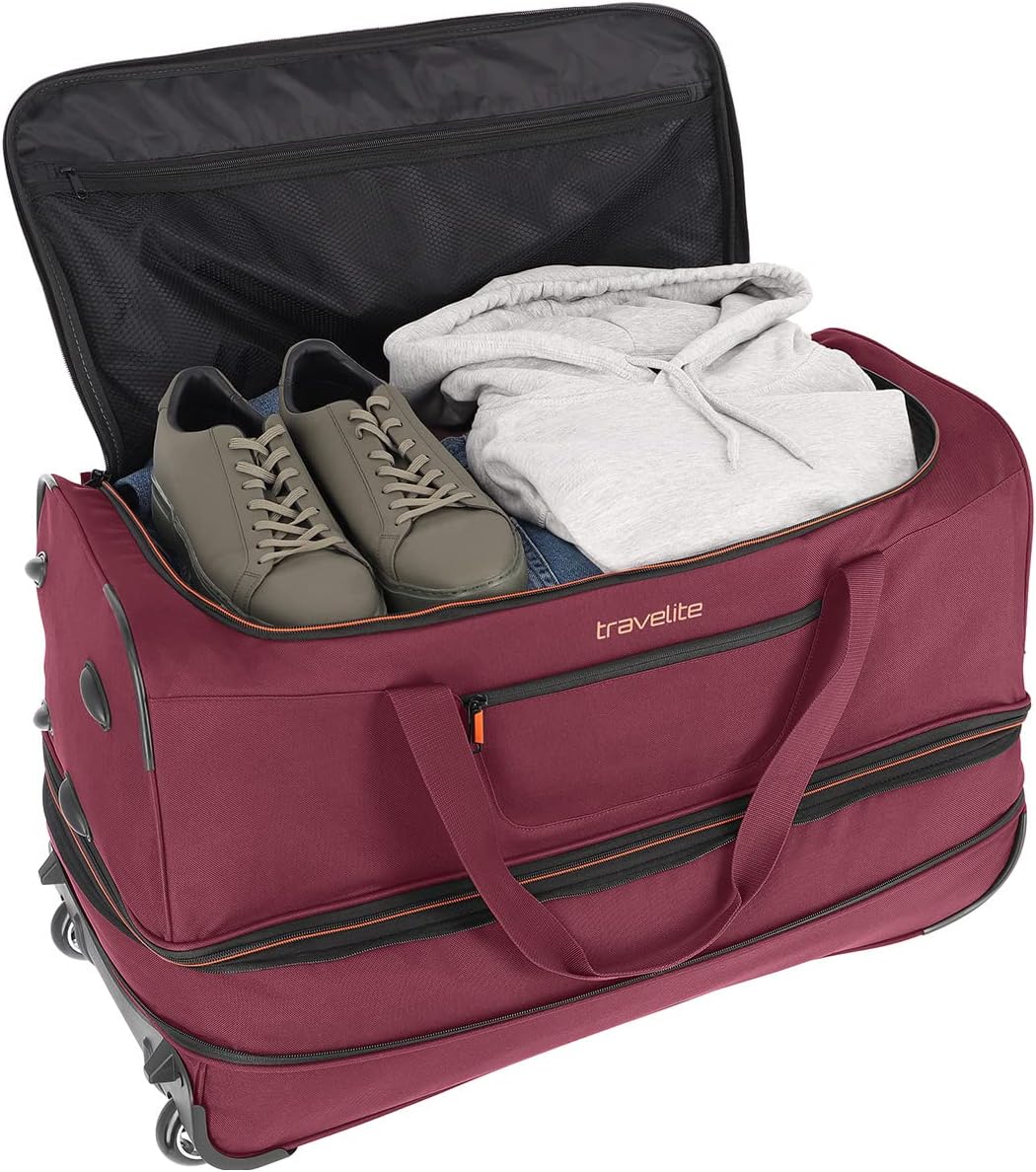Detalle de Travelite trolley sac de voyage à roulettes grand BASICS : 98–119 L, 70 cm, Bordeaux