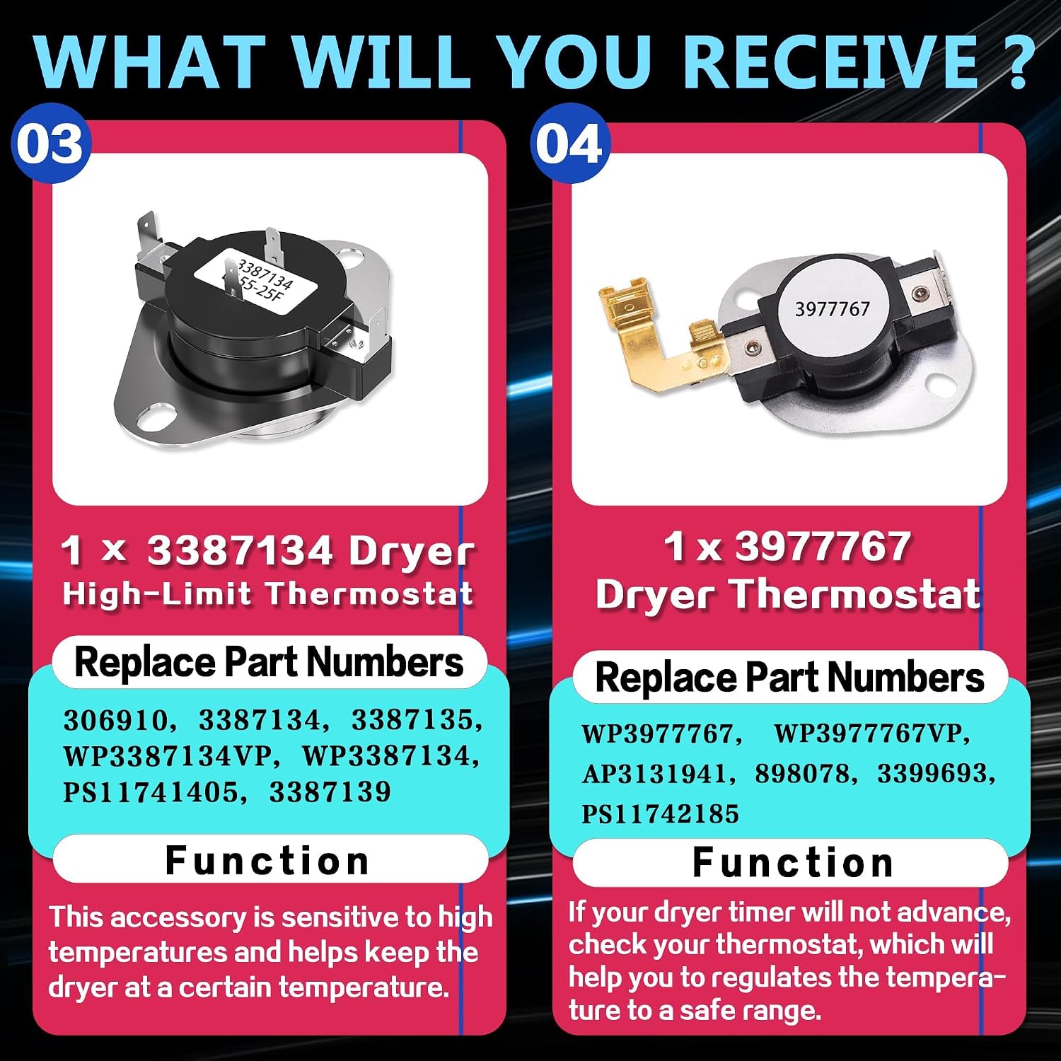 Detalle 2 de 279816, 3977767, 3392519 & 3387134 Dryer Thermal Cut-Off Kit