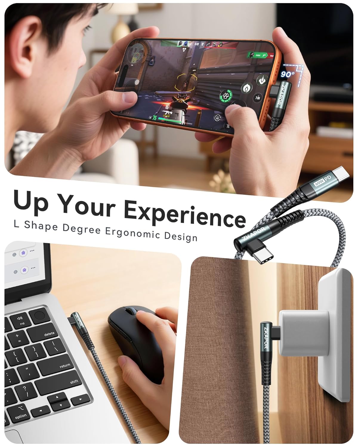 Detalle 2 de ZKAPOR USB C to USB C Cable 3m