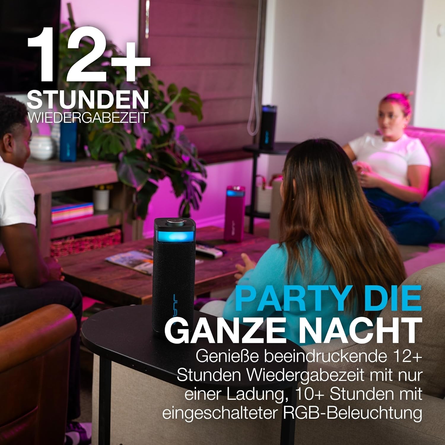 Thumbnail 1 de JLab JBuds Party tragbarer Bluetooth-Lautsprecher mit 12H+ Akkulaufzeit, 30W und IP56 – Marineblau