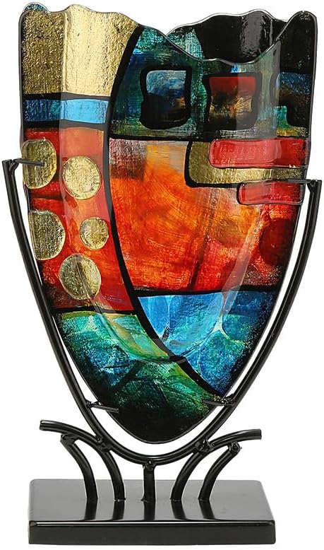 Detalle 2 de GILDE GLAS art – ręcznie malowany wazon szklany, wielokolorowy, 37 cm