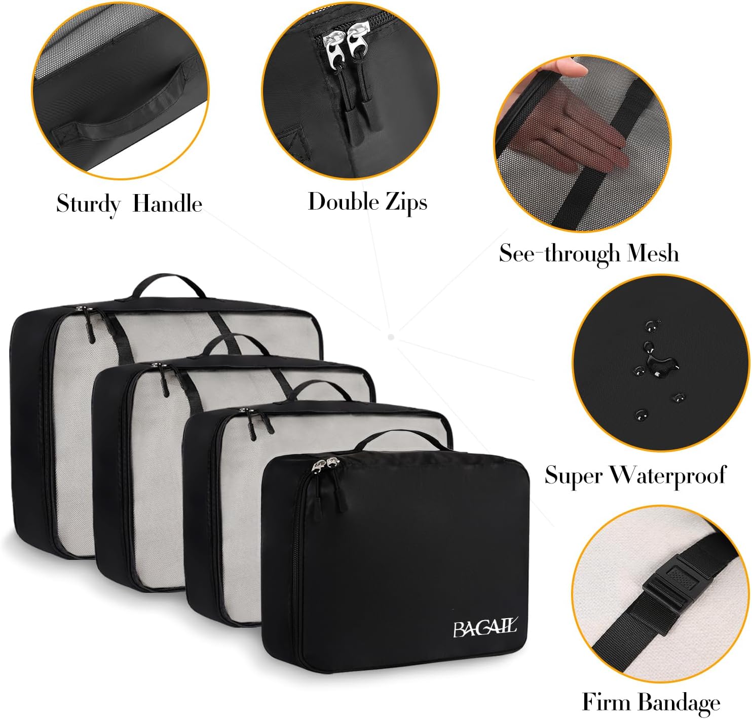 Detalle 2 de BAGAIL 8-teiliger Packwürfel-Set für Reise & Kofferorganizer (Kleider-/Packing-Cubes)
