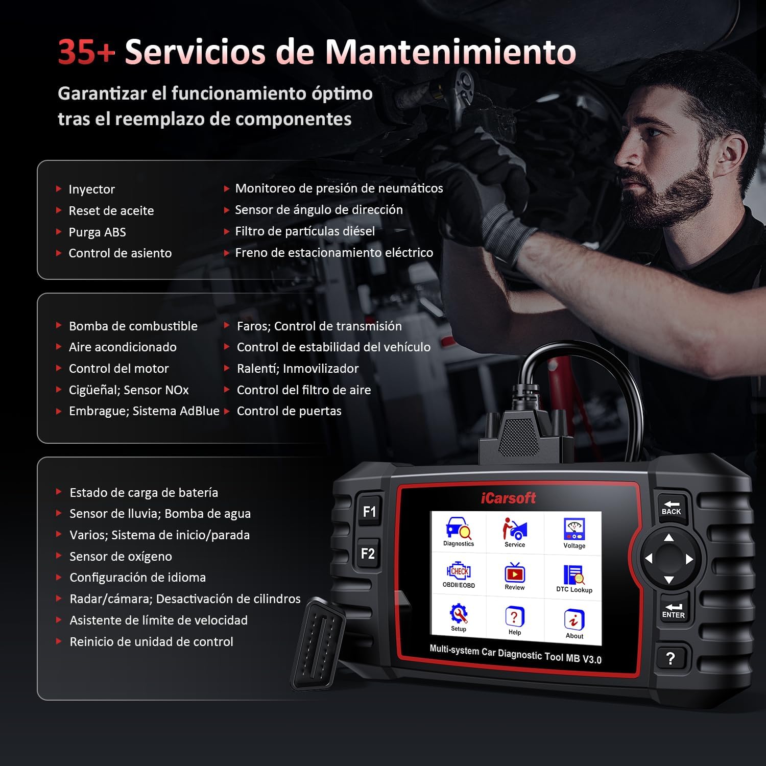 Thumbnail 2 de iCarsoft MB V3.0 OBD2 Escáner Bidireccional