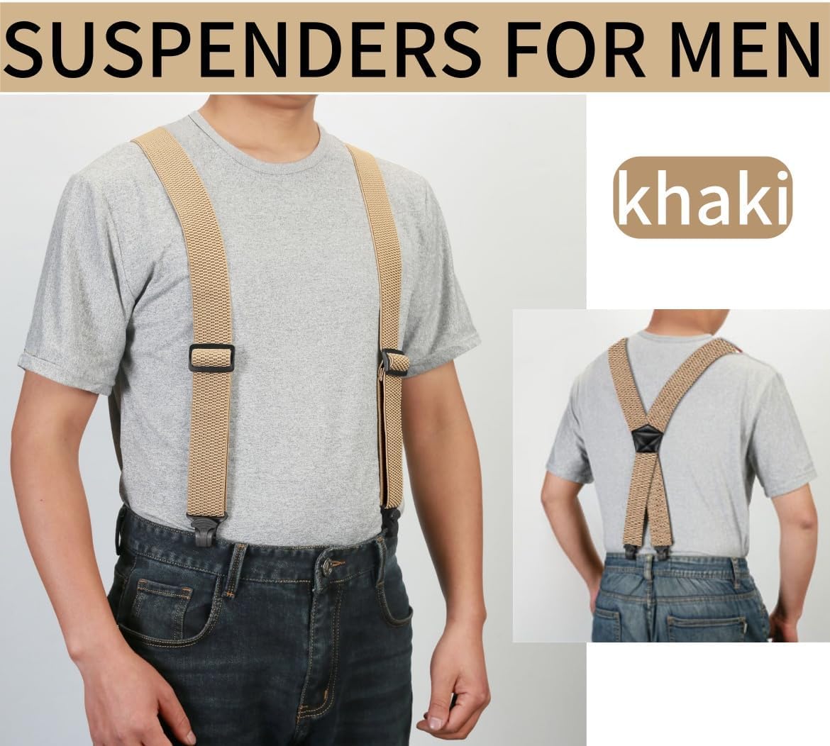 Detalle de Braces Heavy Duty Work Suspenders for Men – Airport Friendly X-Back, 4cm Wide