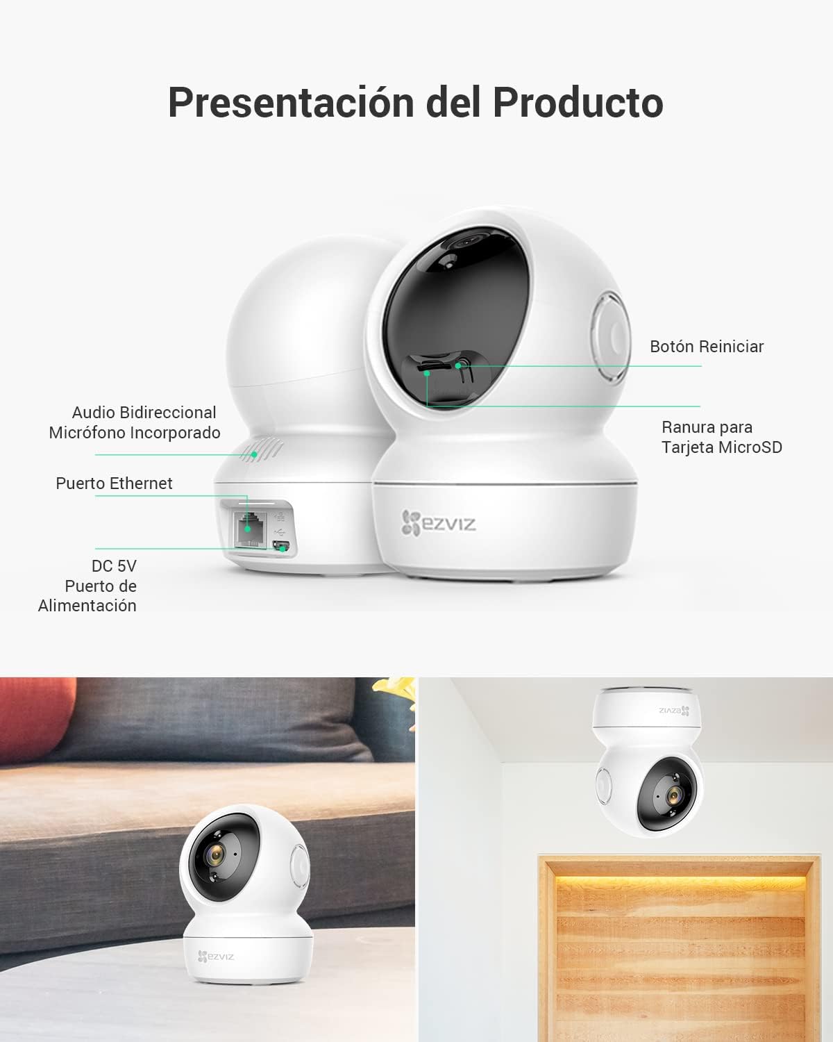 Thumbnail 8 de EZVIZ C6N 2-Pack: Cámaras WiFi 360º, Video 1080P, Audio y Control