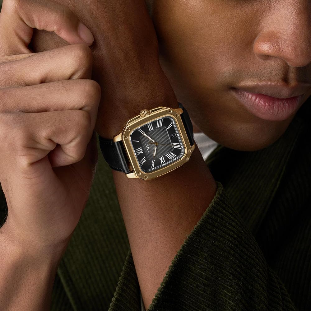 Detalle de Fossil Crosby Herren 42 mm Goldfarbene Edelstahluhr, FS6151