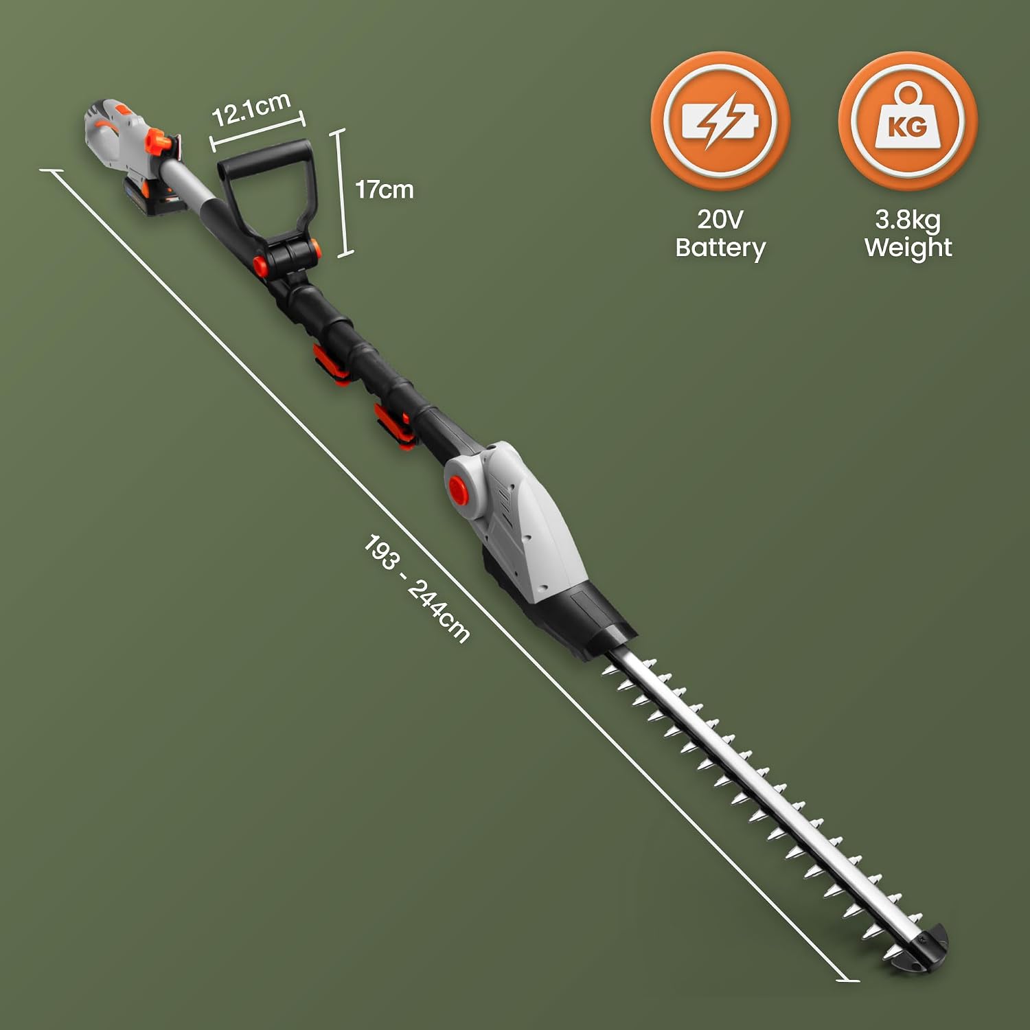 Thumbnail 5 de VonHaus Pole Hedge Trimmer Cordless 20V – X2 Batteries & Charger, G-Series