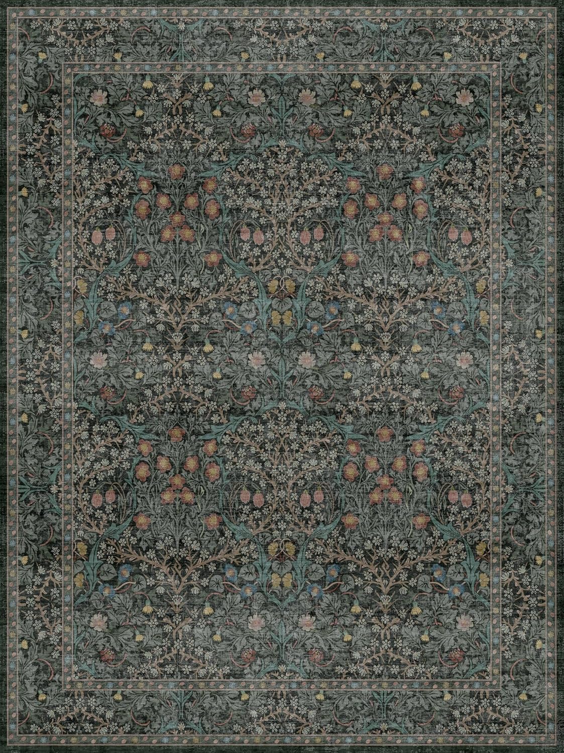 Thumbnail 1 de 9x12 Dark Green Washable Rug