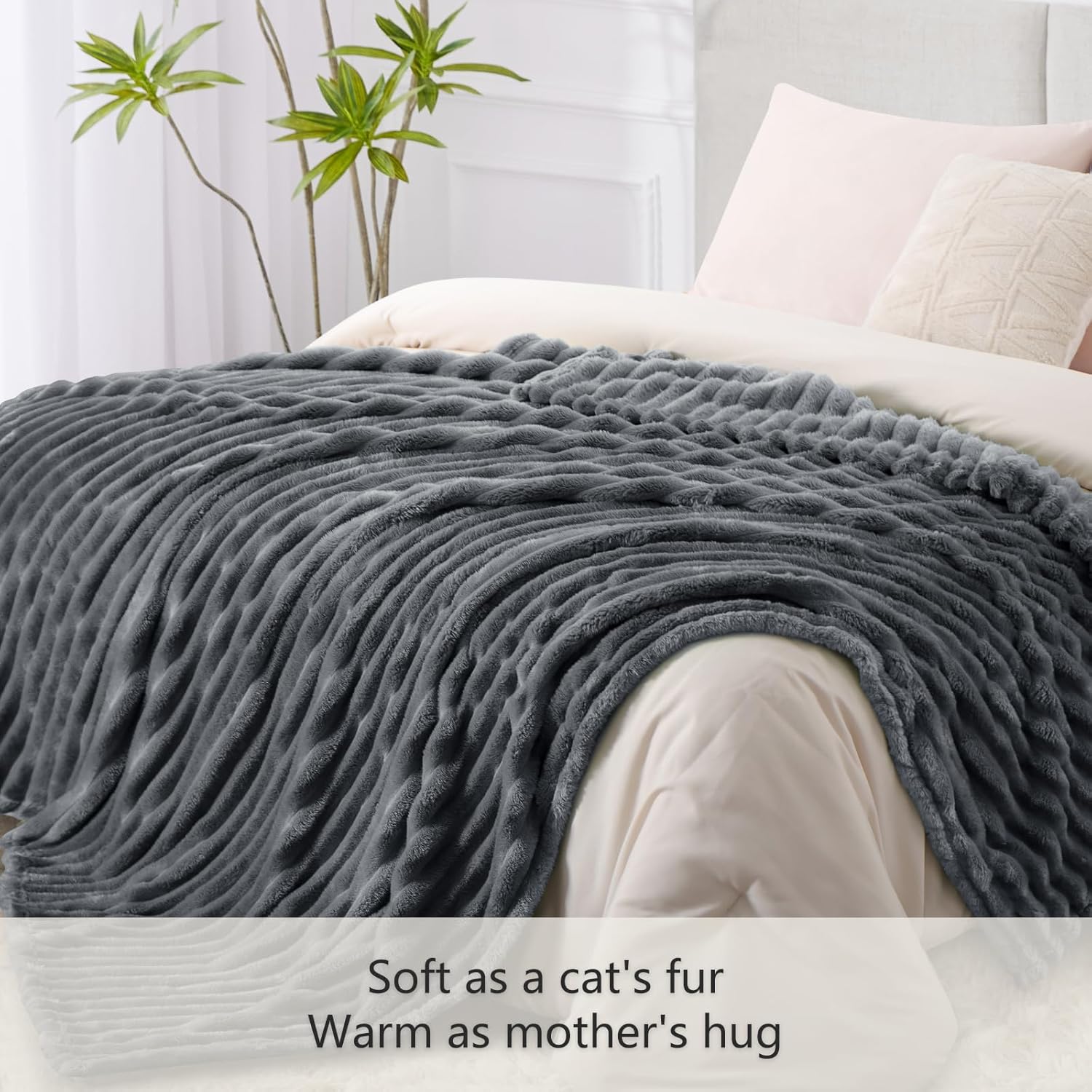 Thumbnail 3 de RUIKASI Kuscheldecke Grau 220x240 cm (XXL) – flauschige Fleece- und Sofadecke für Wohnzimmereinrichtung