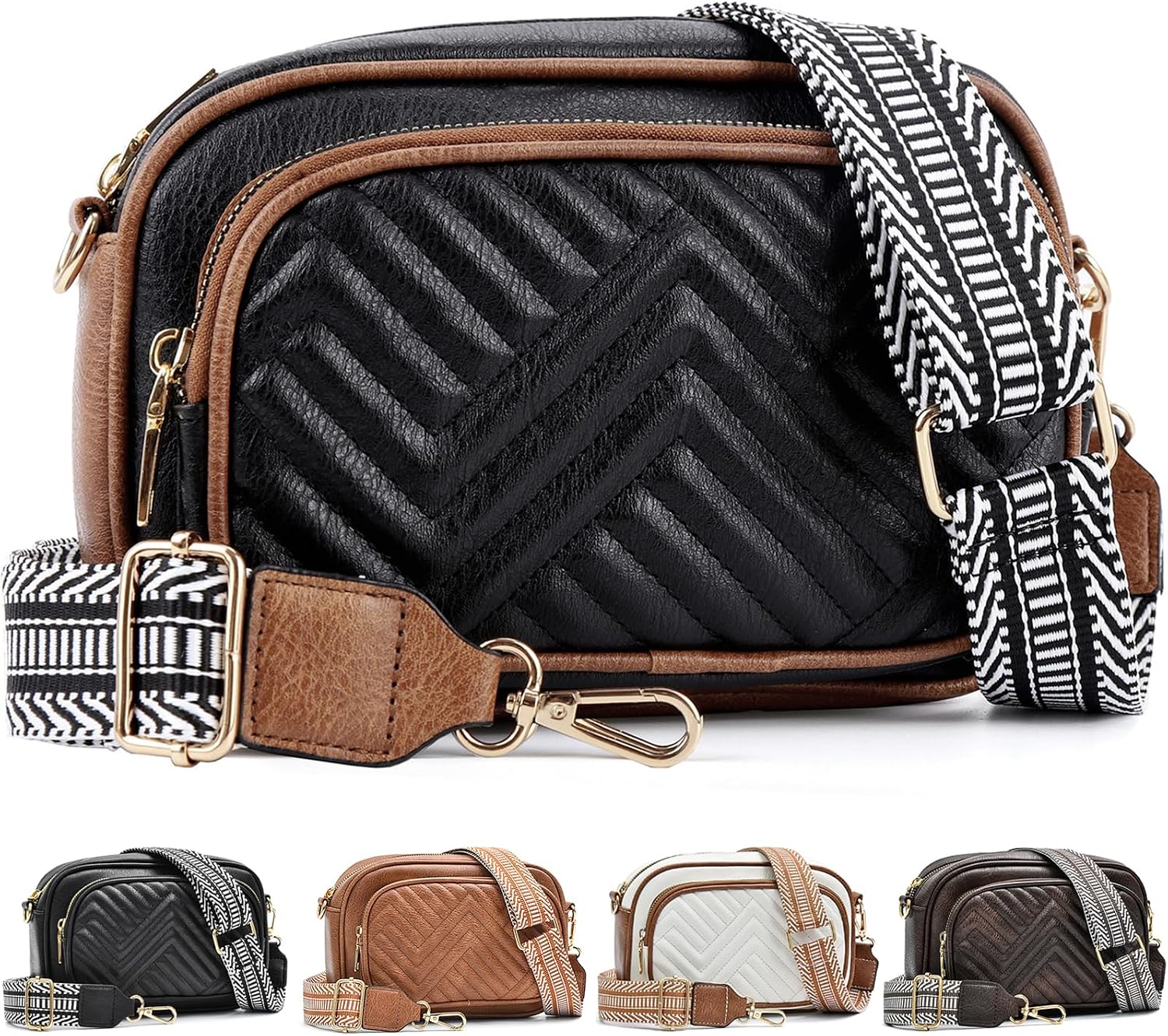 Detalle de Farcauo Umhängetasche für Damen & Herren – Crossbody-/Crossbody-Bag mit Schultergurt, Kunstleder-Optik