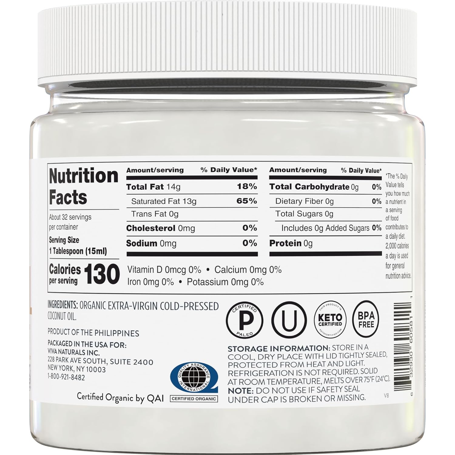 Thumbnail 2 de Viva Naturals Viv-3652 Organic Coconut Oil, 16 fl oz, Cold-Pressed & Unrefined