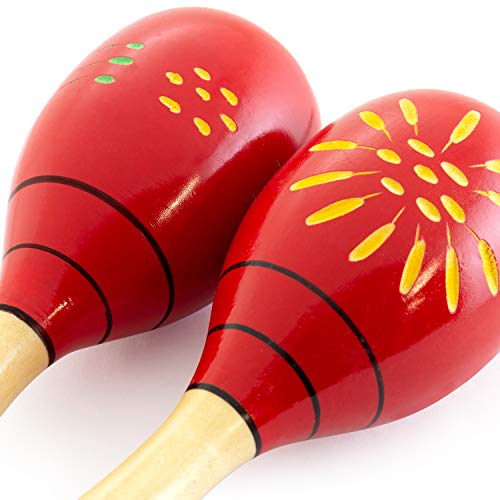 Detalle de Tiger Maracas Decorate in Legno Rosse – Suono e stile in un pezzo unico