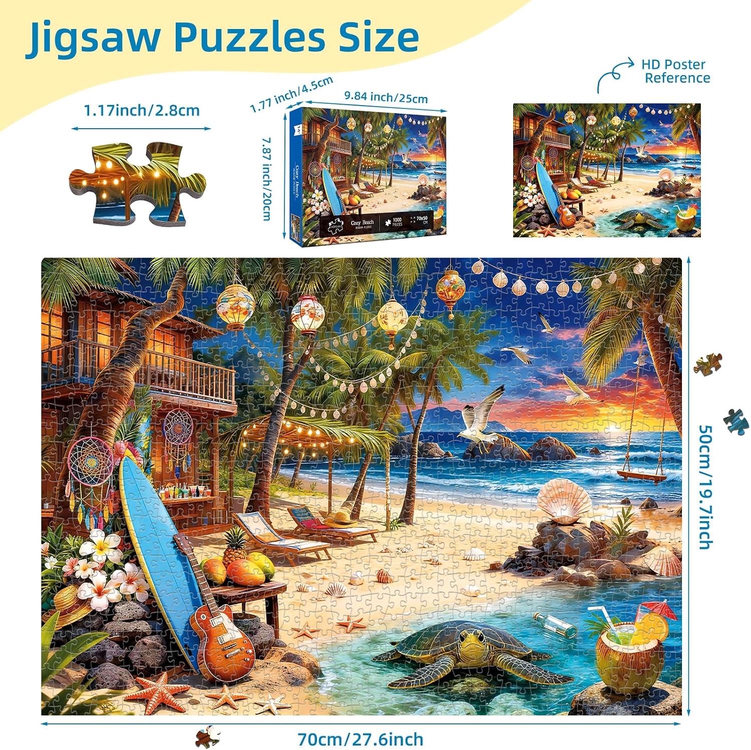 Detalle 2 de Beach House Puzzles for Adults: 1000-Piece Beach Sunset Jigsaw