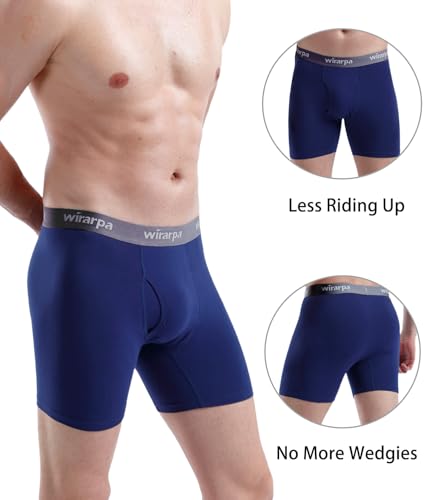 Detalle de Wirarpa Calzoncillos Boxer de Algodón para Hombre (Pack 4) con Mosca Abierta – Talla L