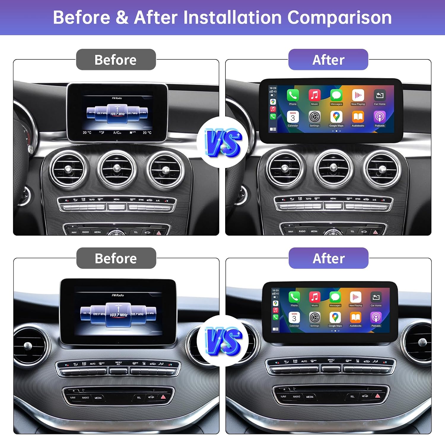 Thumbnail 6 de Road Top Autoradio da 10,25 pollici con CarPlay senza fili e Android Auto per Mercedes NTG5.0/5.1/5.2 (W205/W447, 2016-2018)