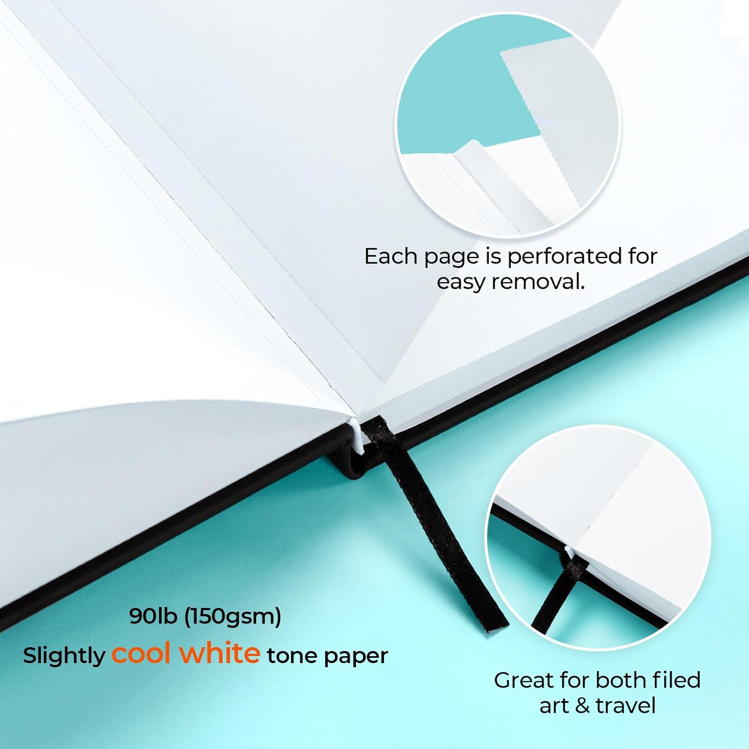 Detalle de Ohuhu Double-Sided Bleedproof Sketchbook, 120 Pages, 8.3x8.3in (21x21cm) Square