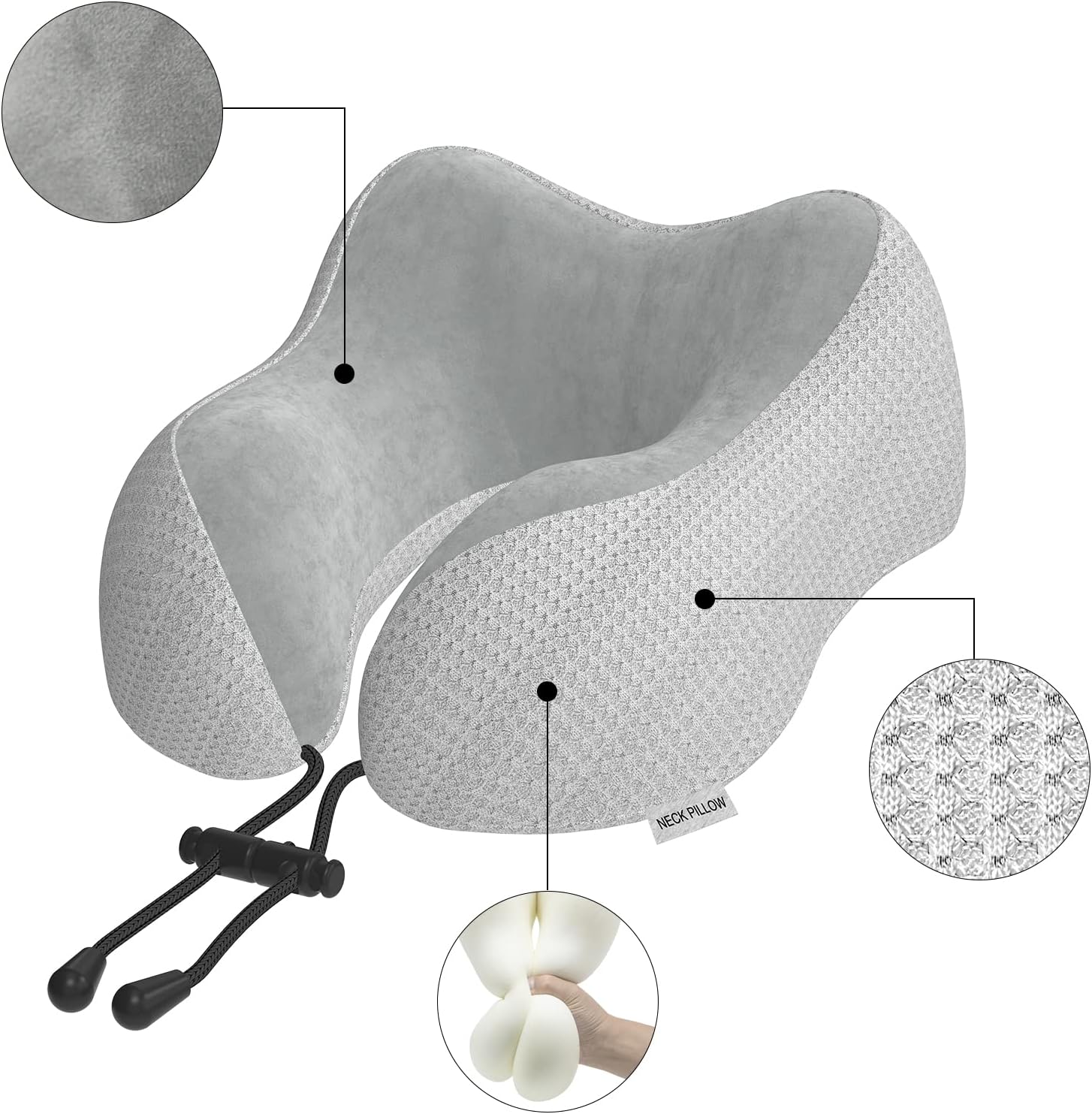 Thumbnail 3 de Yomisee Travel Neck Pillow – Memory Foam Flight Pillow for Airplane, Car, Train & Home
