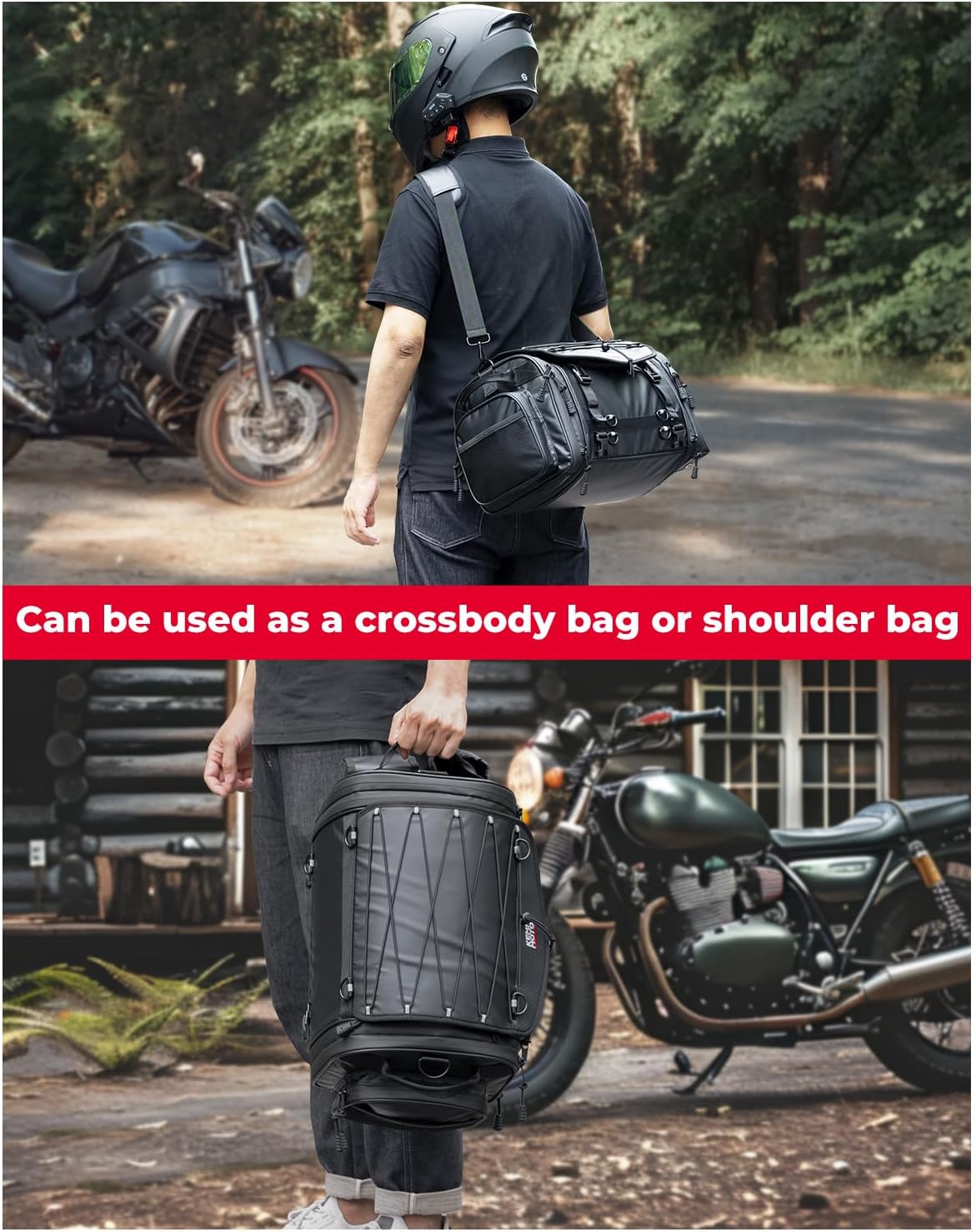 Thumbnail 6 de KEMIMOTO Expandable Motorcycle Travel Luggage Bag (24L-32L) with Rain Cover and Reflective Straps