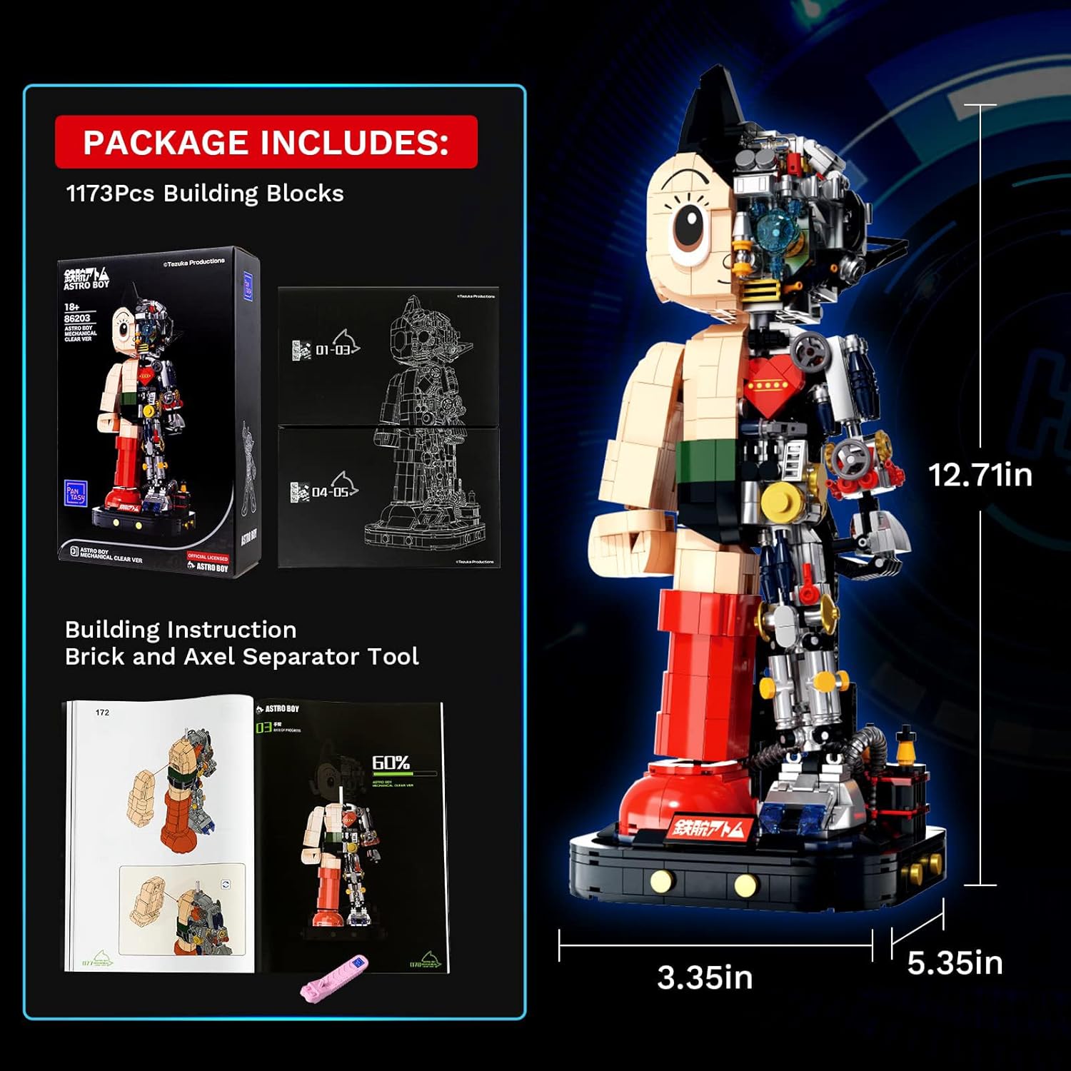 Detalle de PANTASY Astro Boy Robot Set de Construction 32 cm – Astro Boy Mechanical Clear