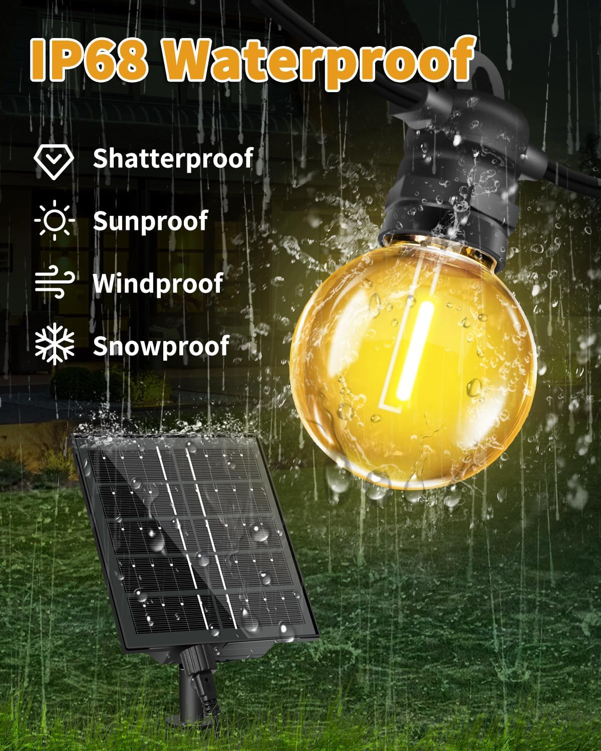 Thumbnail 1 de Bowfar Solar-Lichterkette außen 15 m mit Fernbedienung (25+2 LED, G40, IP68)