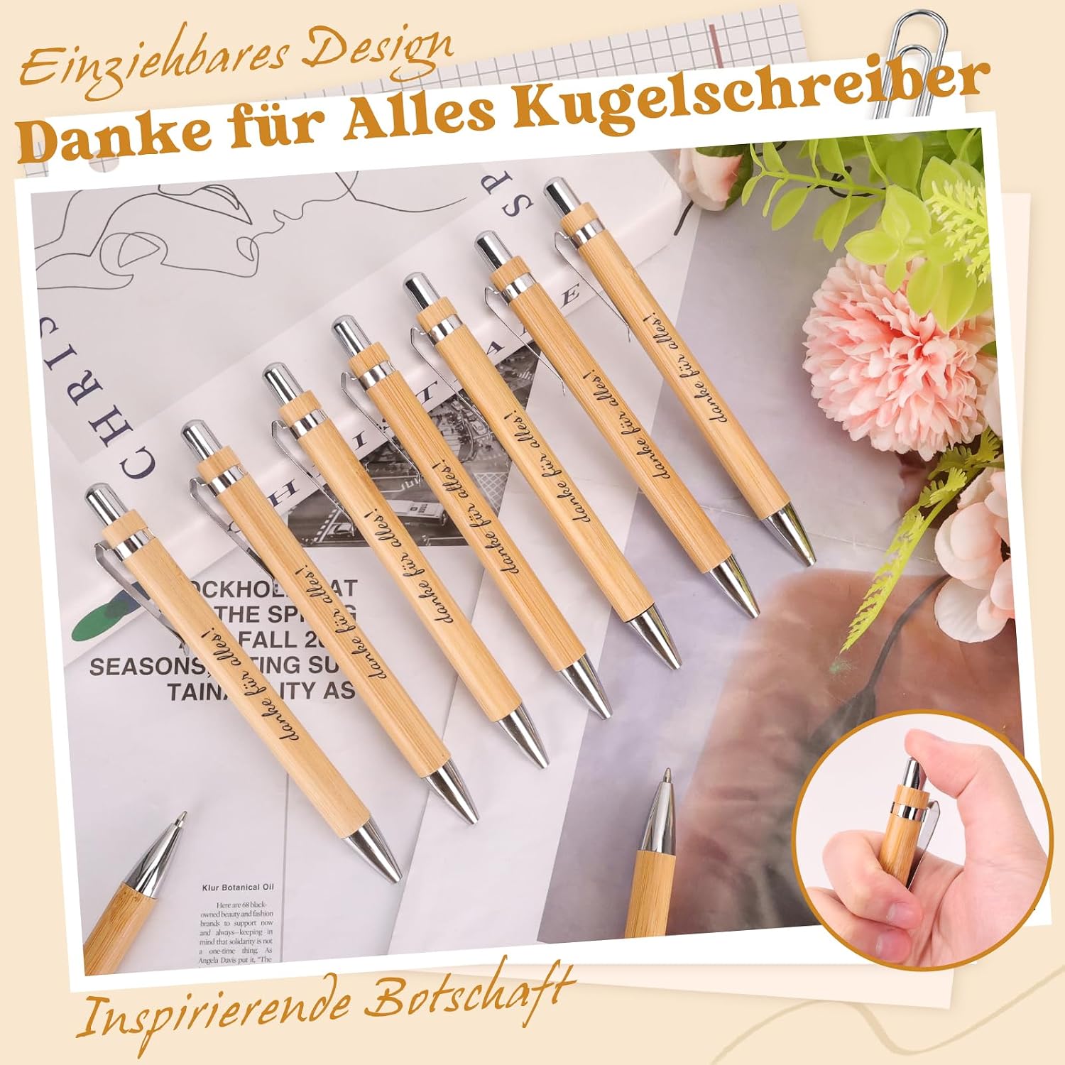 Thumbnail 3 de Zidoley 24 Sets Ein Dankeschön Geschenke: Holzstift mit Gravur "Danke für Alles" – 24 Stück, inklusive Anhänger und Schnur