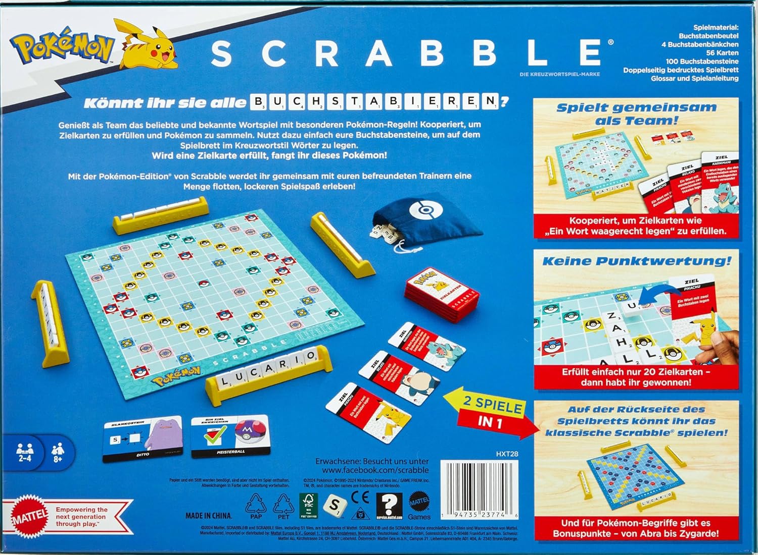 Thumbnail 5 de Mattel Games Scrabble Pokémon-Brettspiel (HXT28) – Zwei Spielmöglichkeiten, deutsche Version