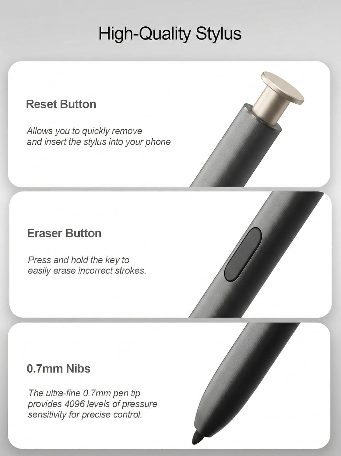 Detalle de SSS·GRGB Stylus Pen for Samsung Galaxy S24 Ultra 5G: Replacement S Pen with 4096 Pressure Sensitivity (Yellow cap)