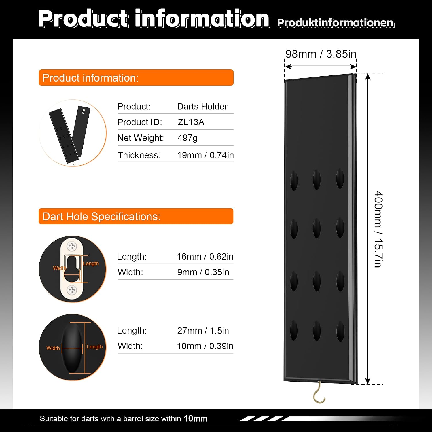 Detalle 2 de CyeeLife Dart Halter aus Holz für 12 Darts