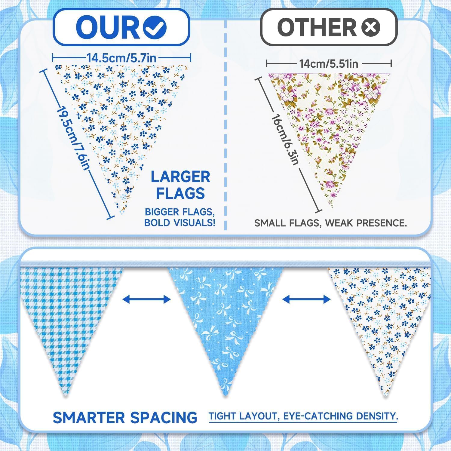 Detalle de Alintor Floral Bunting 45 flags 39.4ft