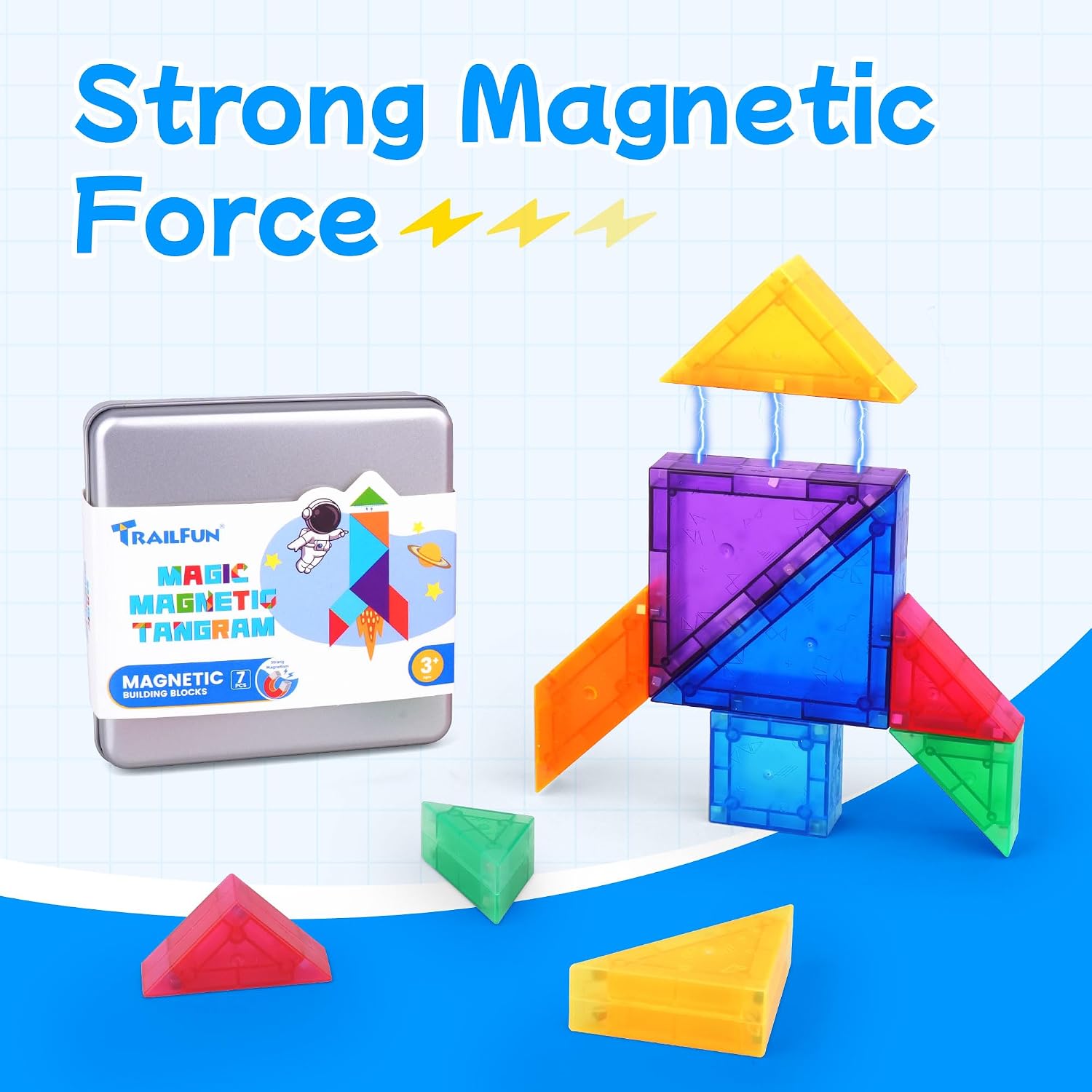 Thumbnail 1 de Magnetic Tangram Puzzle Blocks – Portable Magnetic Travel Games for Kids (Ages 3–8)