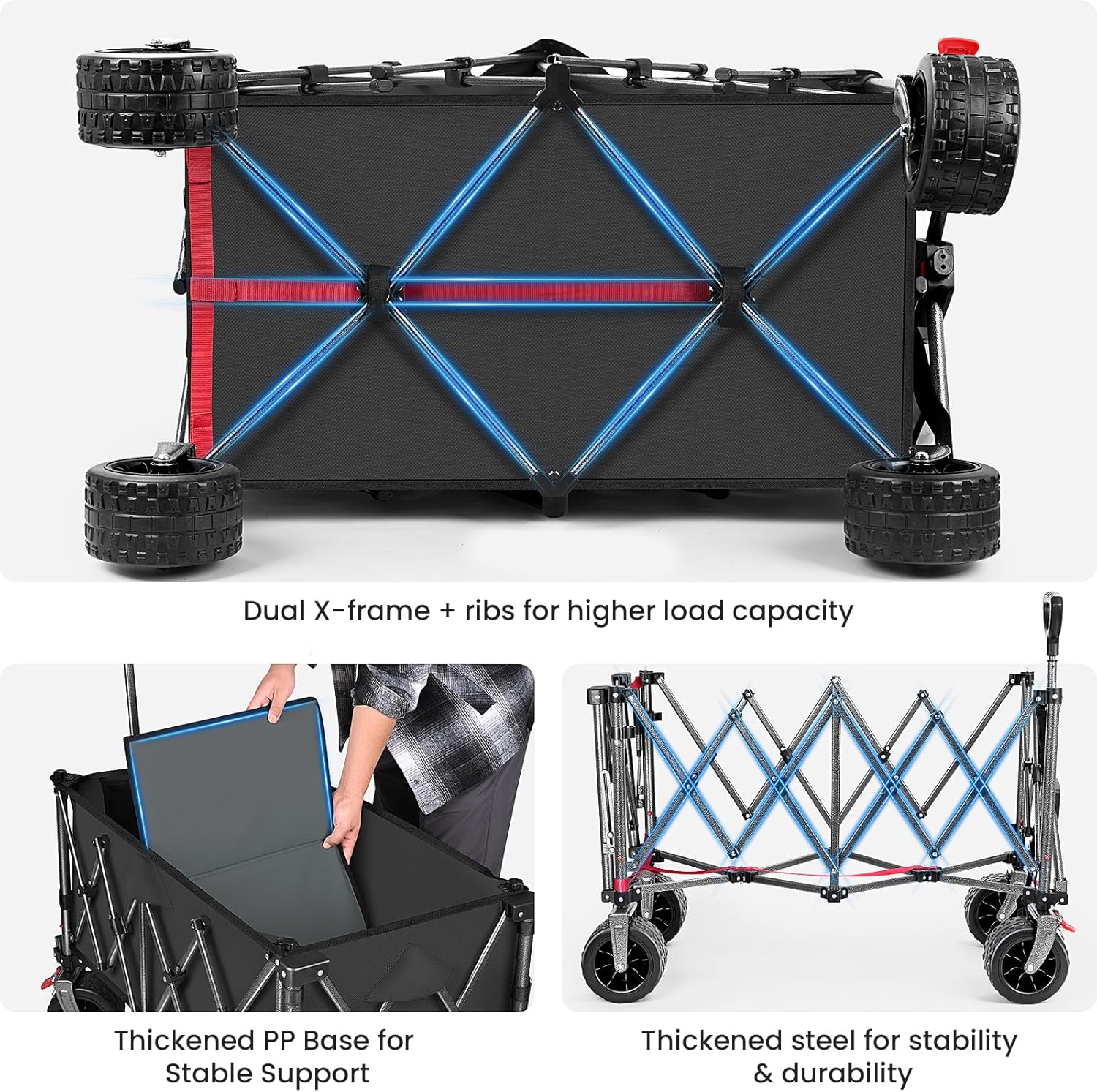 Thumbnail 2 de YEAUPE PRO Carrello pieghevole con ruote grandi e pannello posteriore apribile (200–300 L), nero