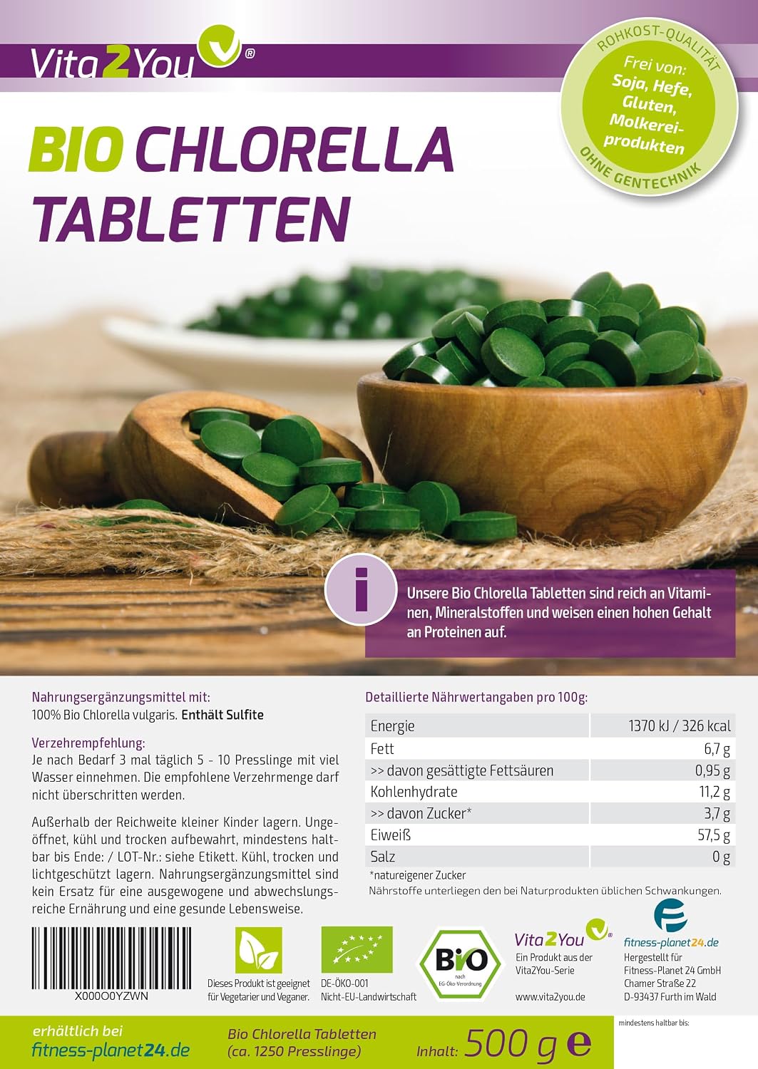 Thumbnail 6 de Vita2You Bio Chlorella Tabletten 500 g 💊