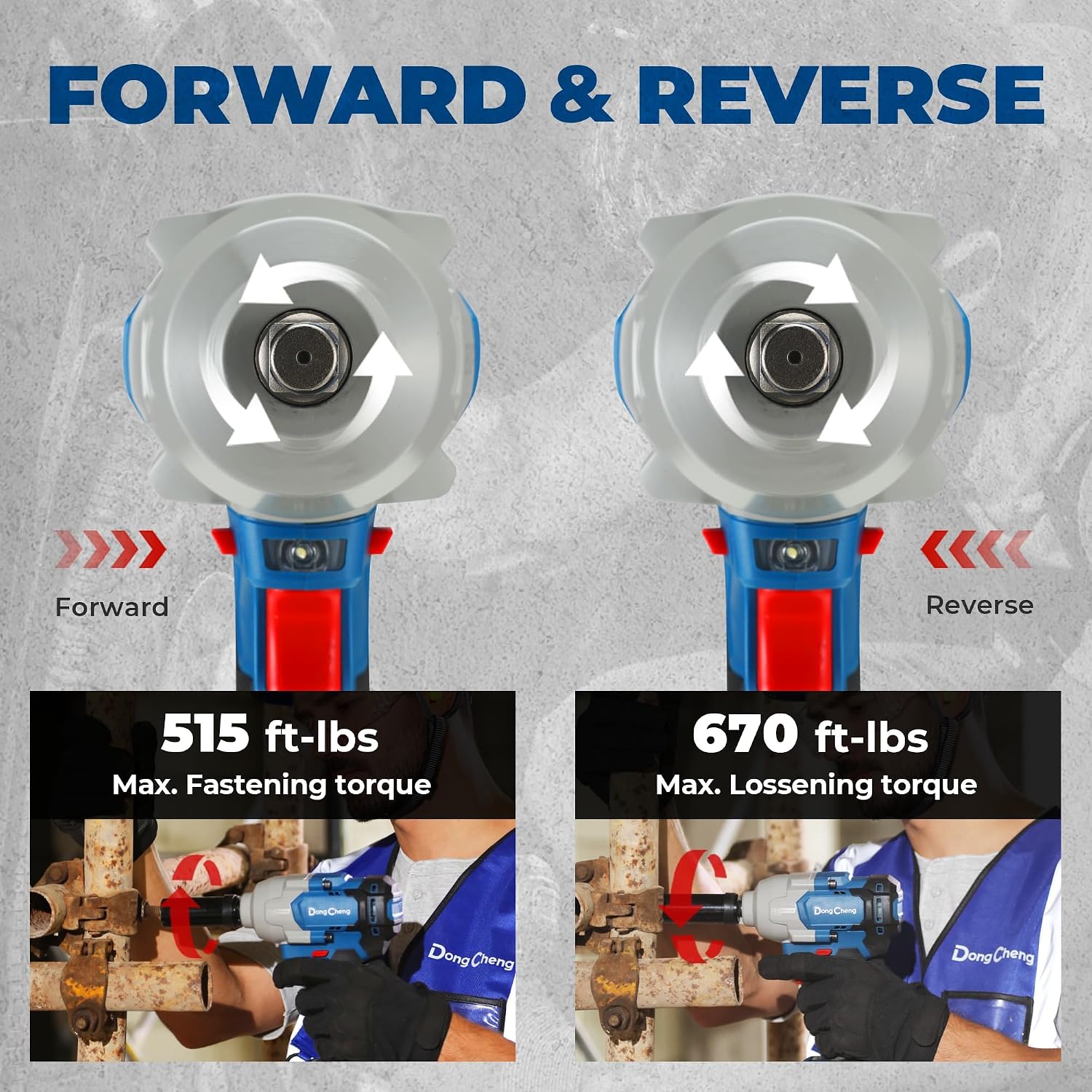 Detalle de Dong Cheng 20V Brushless Impact Wrench 910Nm cordless 1/2in, 4-speed kit with 4.0Ah battery & charger