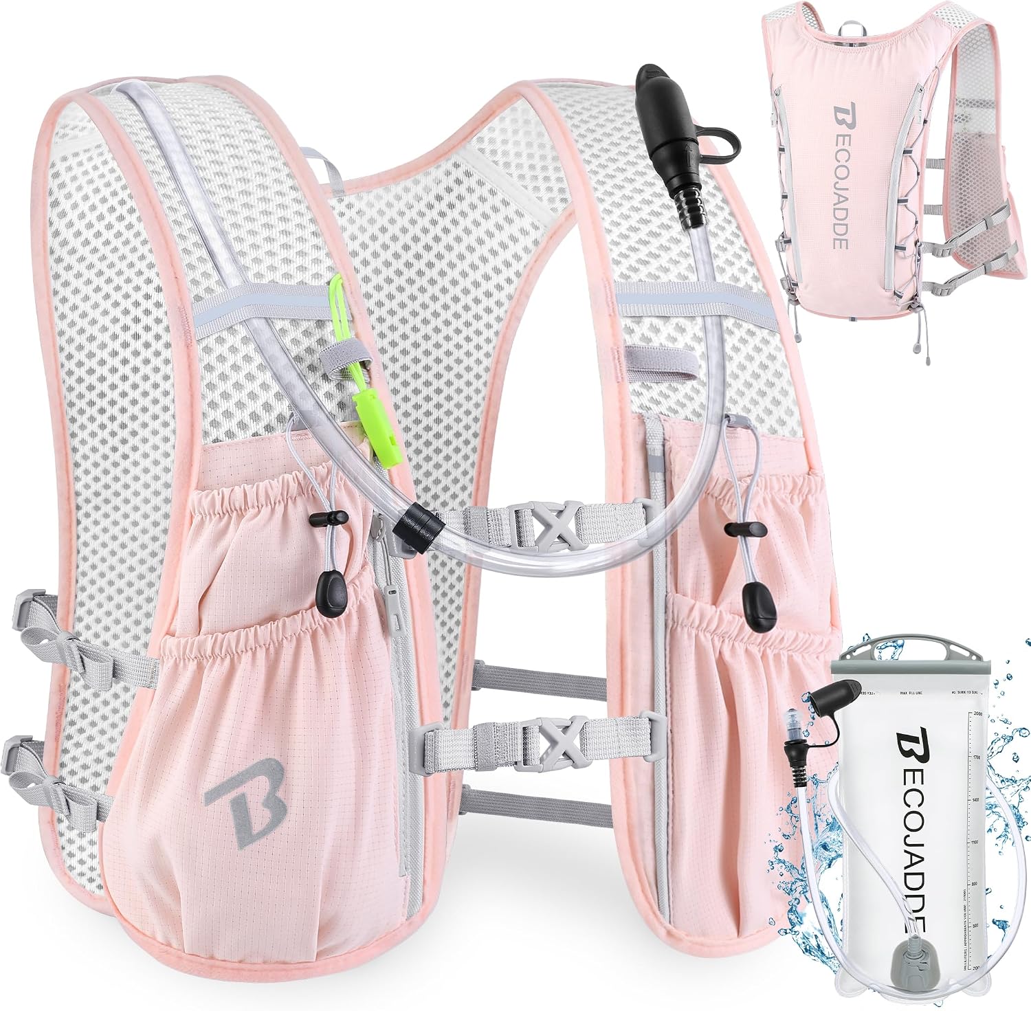 Detalle de BECOJADDE 6L Running Vest with 2L Hydration Bladder and 8 Pockets