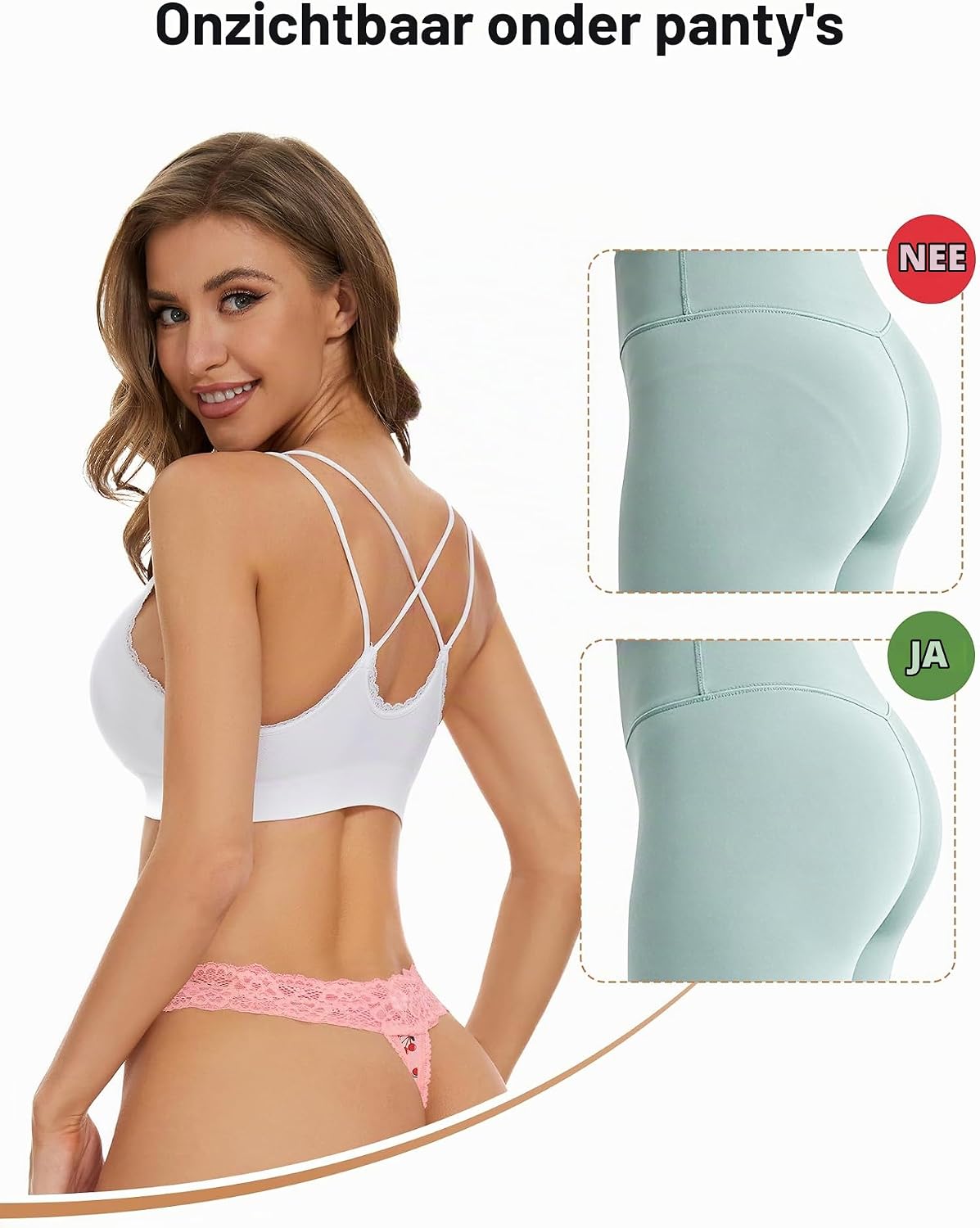 Detalle 1 de VOENXE string dames, naadloze kanten string, multipack van 5