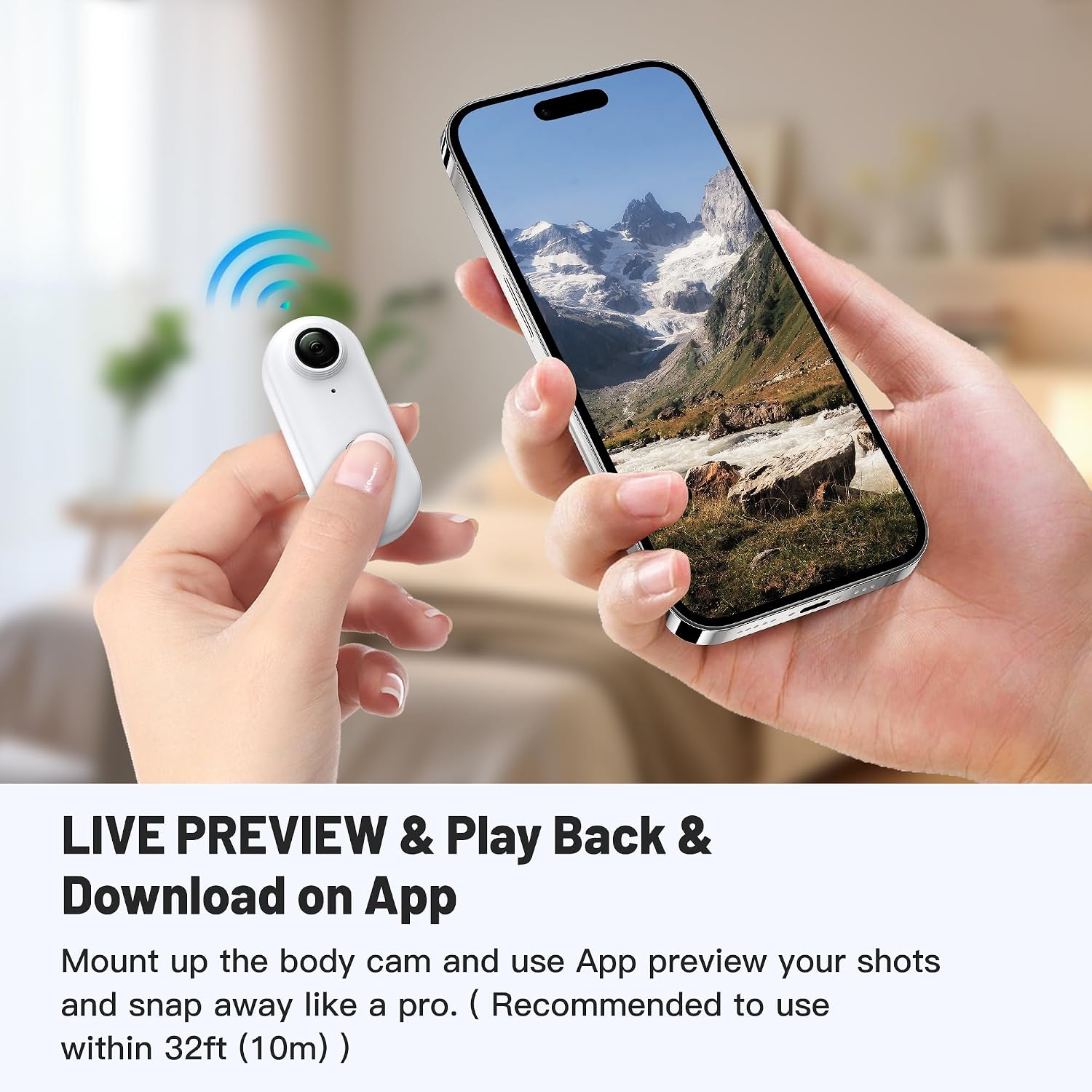 Detalle 2 de Meoilkolnm Mini Body Camera (Thumb Size) with 128GB, Wearable Hands-Free Action Cam (White)