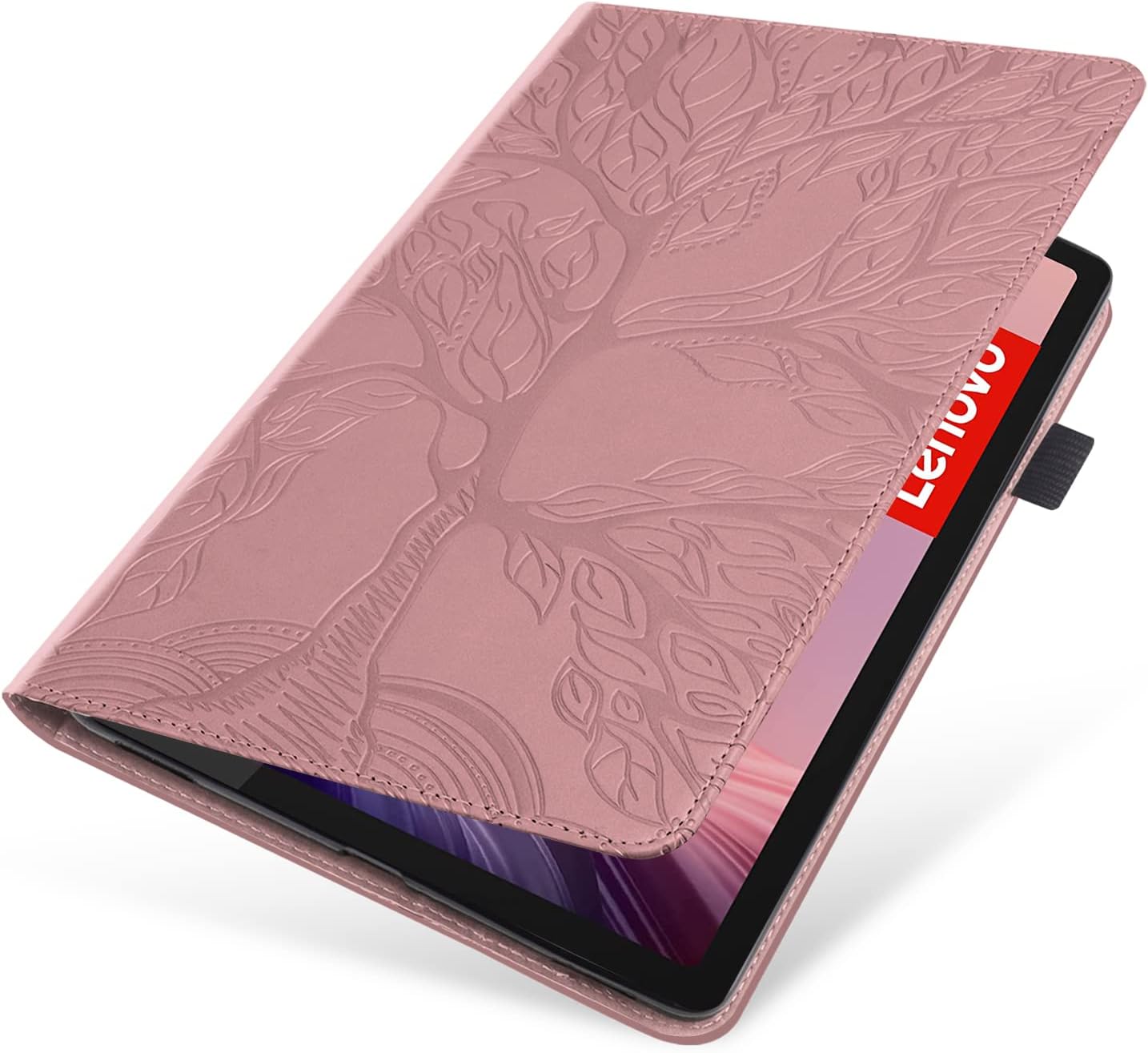Detalle 2 de Succtopy Hülle für Lenovo Tab M9 HD 9 Zoll TB-310FU 2023 – Ledertasche mit Stifthalter, Standfunktion und Kartenfach in Roségold