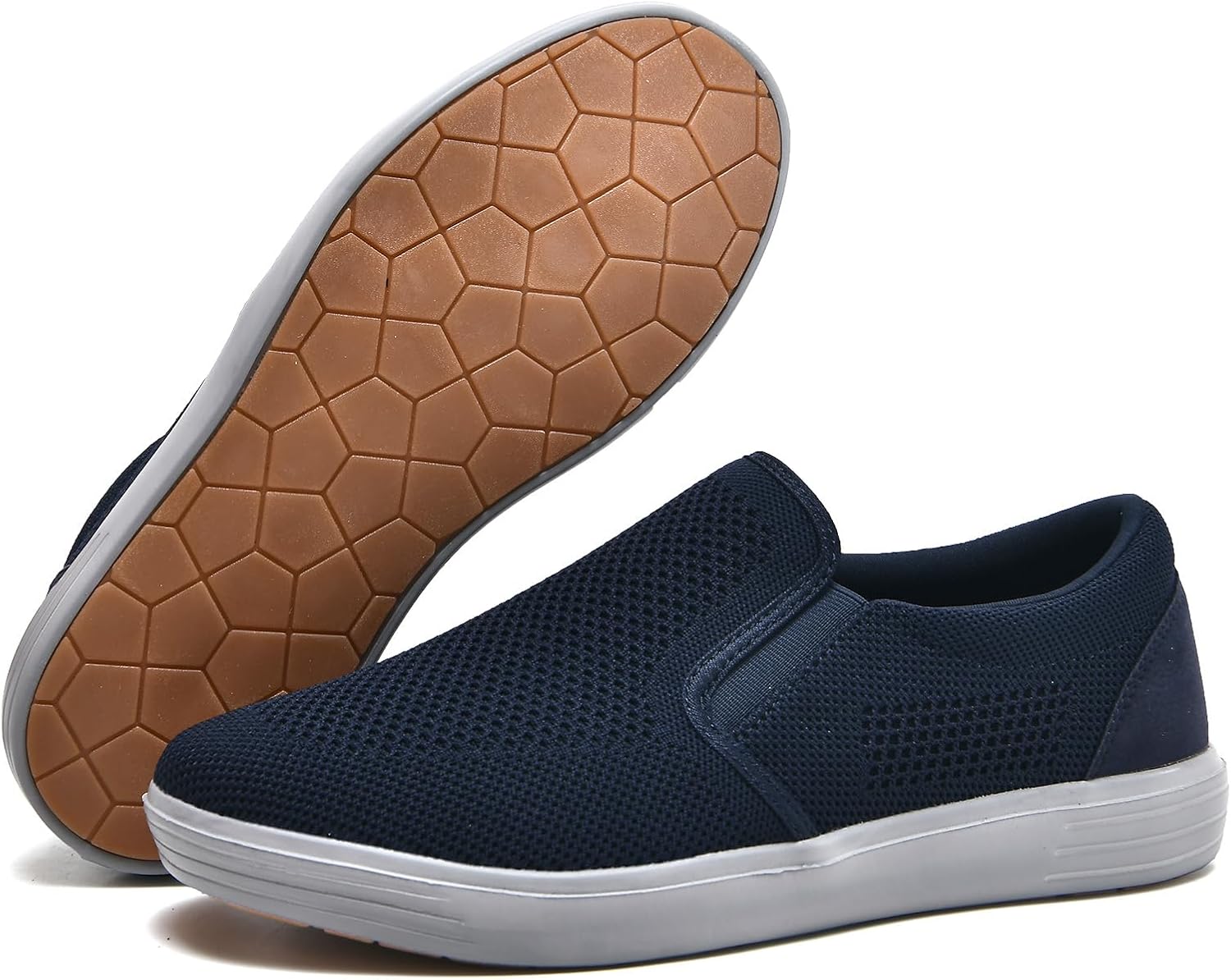 Detalle 2 de konhill Men's Slip-on Walking Shoes: Breathable Mesh Trainers for Everyday Comfort
