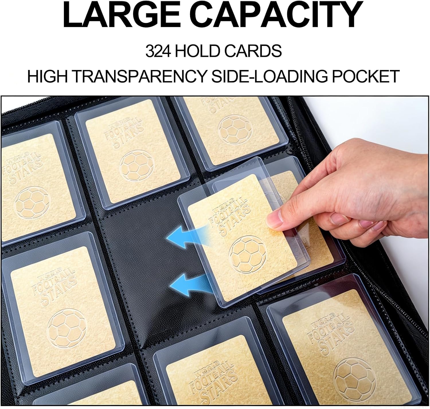 Detalle 2 de ULWUK 9 Pocket Toploader Card Binder, Holds 324, Waterproof PU Leather