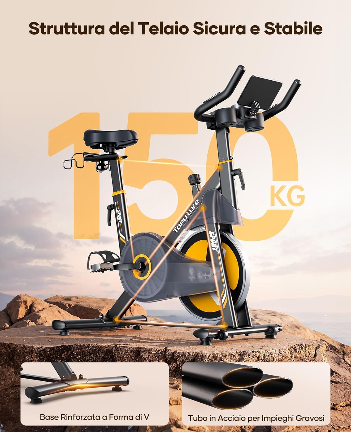 Thumbnail 6 de Toputure Cyclette da Casa 2026: resistenza elettromagnetica, controllo via App e allenamento ultra silenzioso