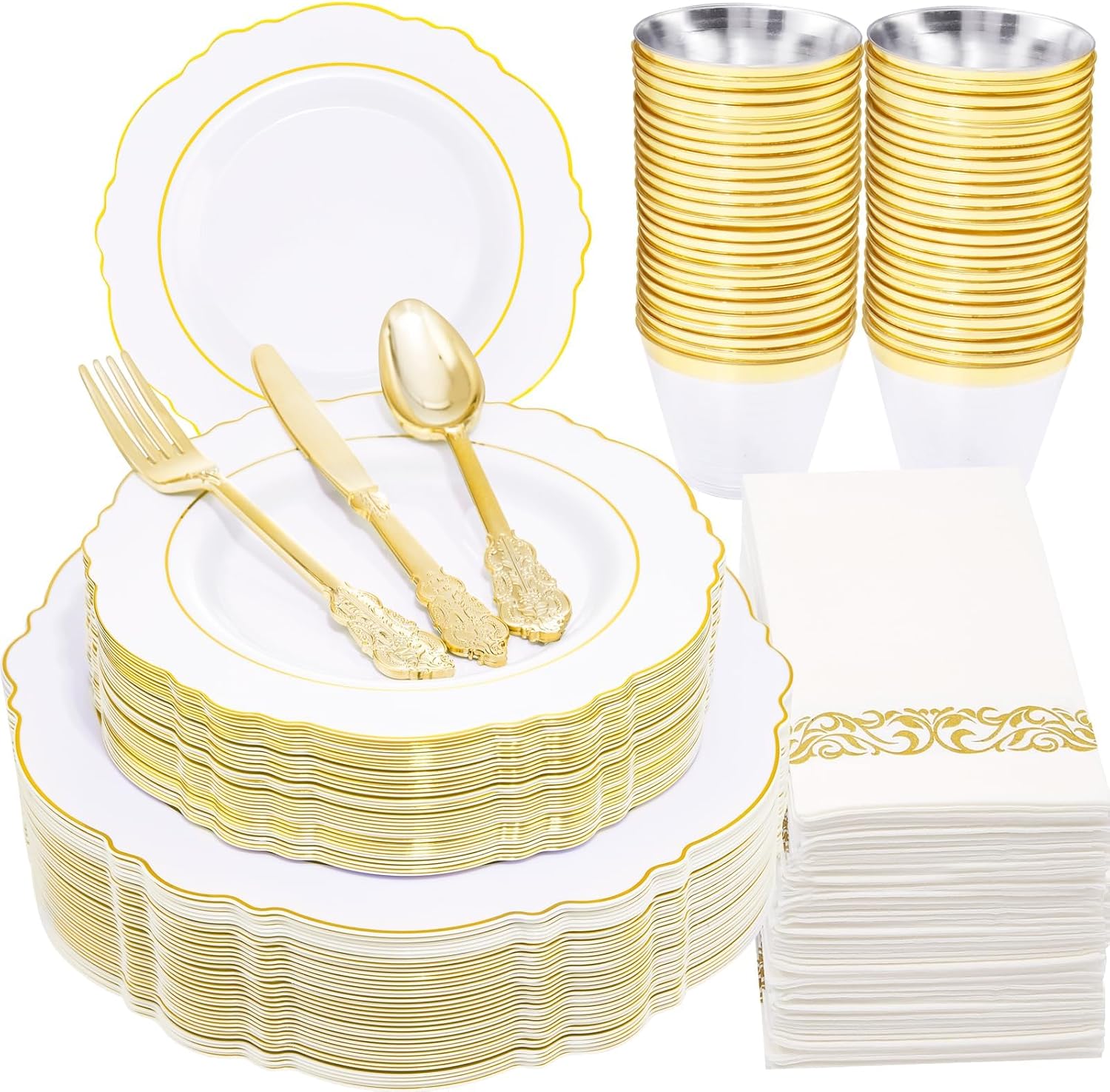 Detalle de WDF Partyware Disposable Dinnerware Set, 350 Pieces