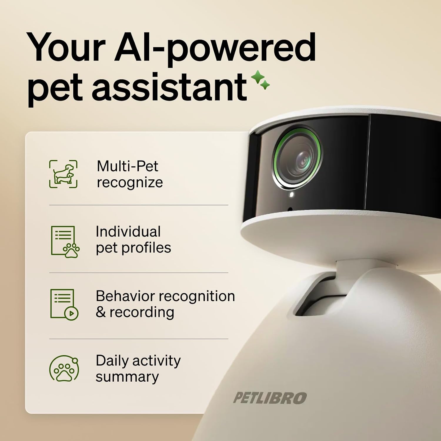 Detalle 2 de PETLIBRO Scout AI Pet Camera (1080p Pan/Tilt) with multi-pet recognition, behaviour tracking and 2-way audio