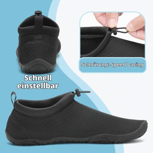 Detalle de Mishansha Herren Barfuß Wasserschuhe Massiv Schwarz Gr.42